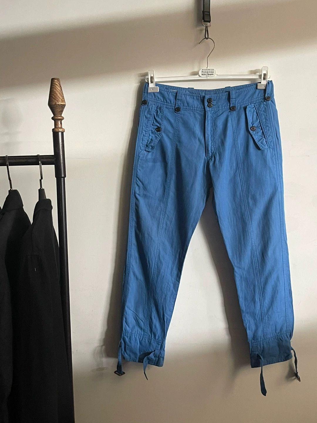 Dries Van Noten Dries Van Noten Blue Button Tie Belt Trousers Size US 30 / EU 46 - 1 Thumbnail