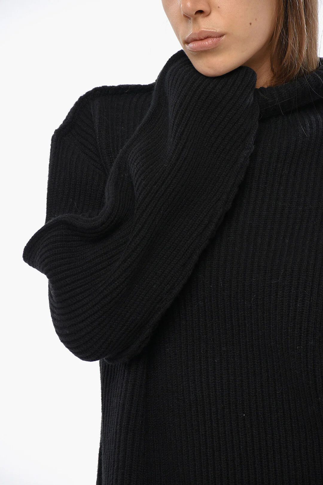 Marni og1mm0326 Virgin Wool Ribbed Turtleneck Sweater in Black Size M / US 6-8 / IT 42-44 - 3 Thumbnail