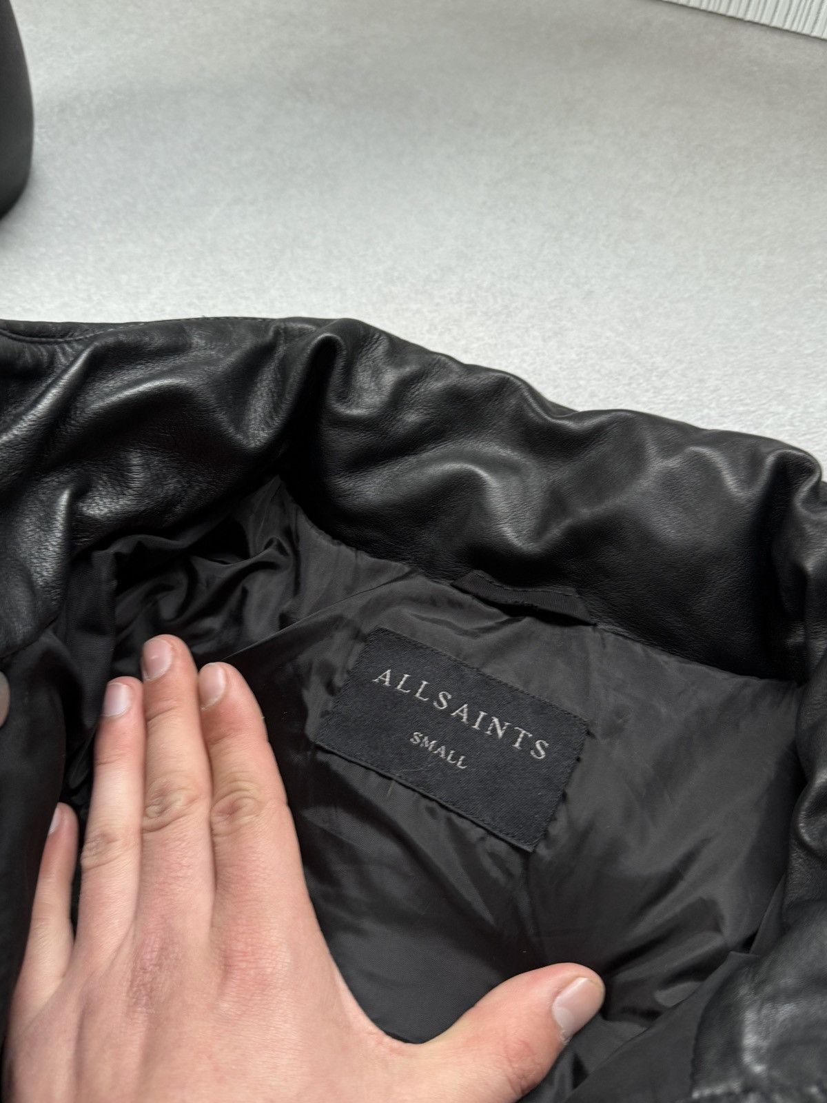 Allsaints AllSaints Black Puffer Jacket Men’s Leather Panel Quilted Size US S / EU 44-46 / 1 - 6 Thumbnail