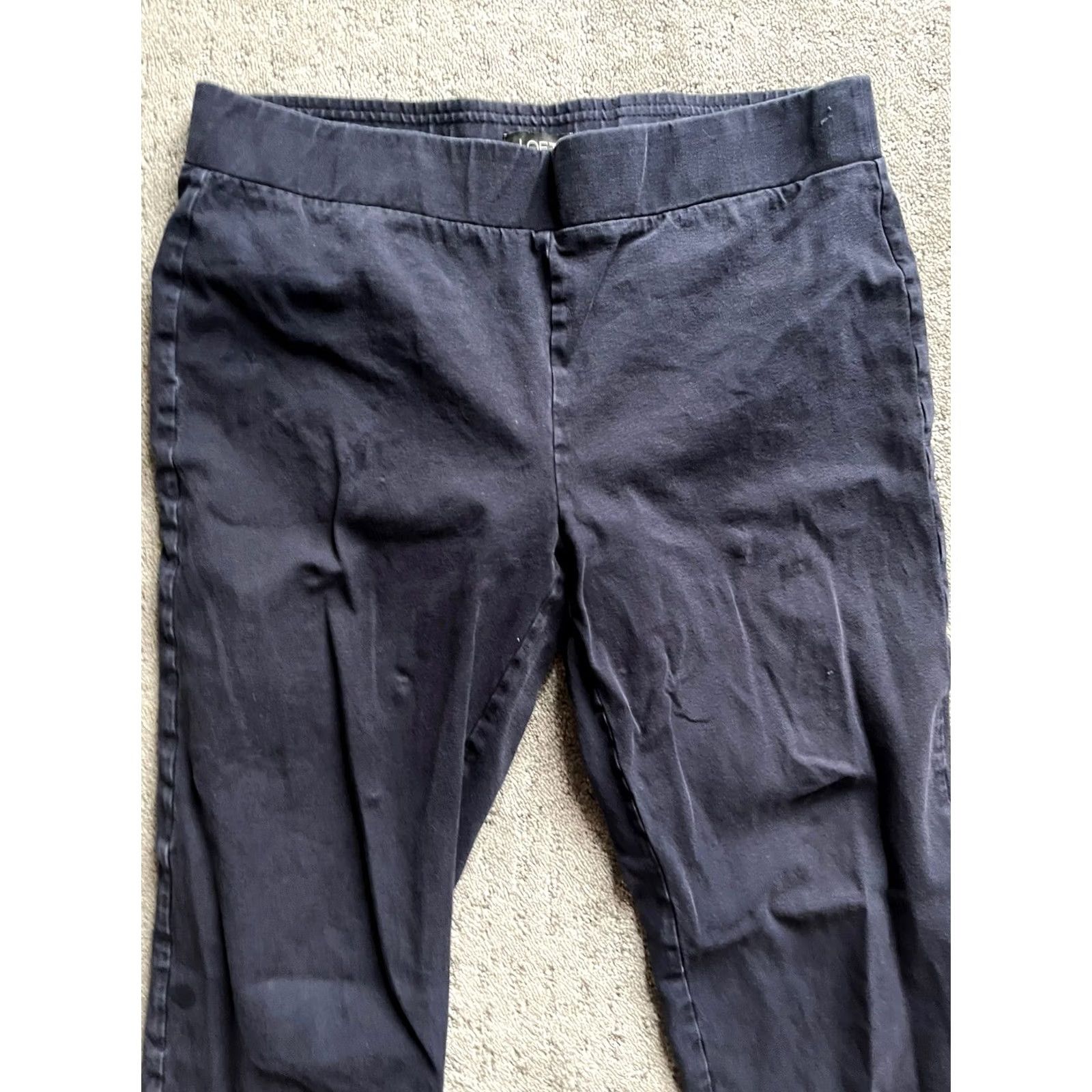 Loft Loft Navy Blue Crop Stretchy Dress Pants Women's Size 4 Cropped Flat Front Cotton Blend Waist 30 Inseam 26.5 Regular Mens Womens Girls Boys Size 27" / US 4 / IT 40 - 2 Thumbnail