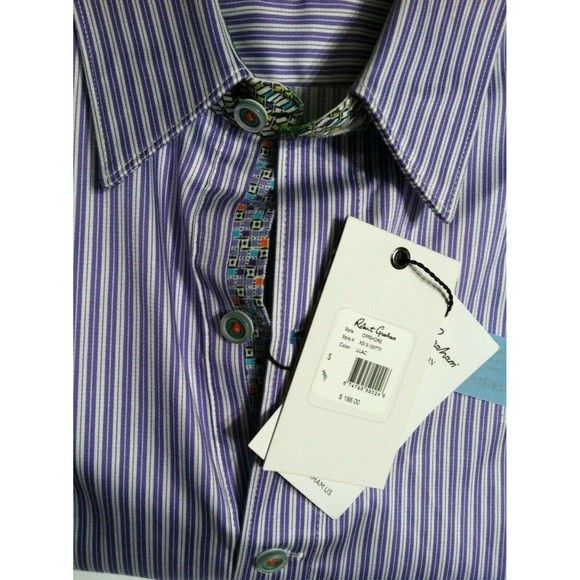 Robert Graham ROBERT GRAHAM MENS NEW LILAC 100%COTTON CASUAL SHIRT SIZE:S Size US S / EU 44-46 / 1 - 2 Thumbnail
