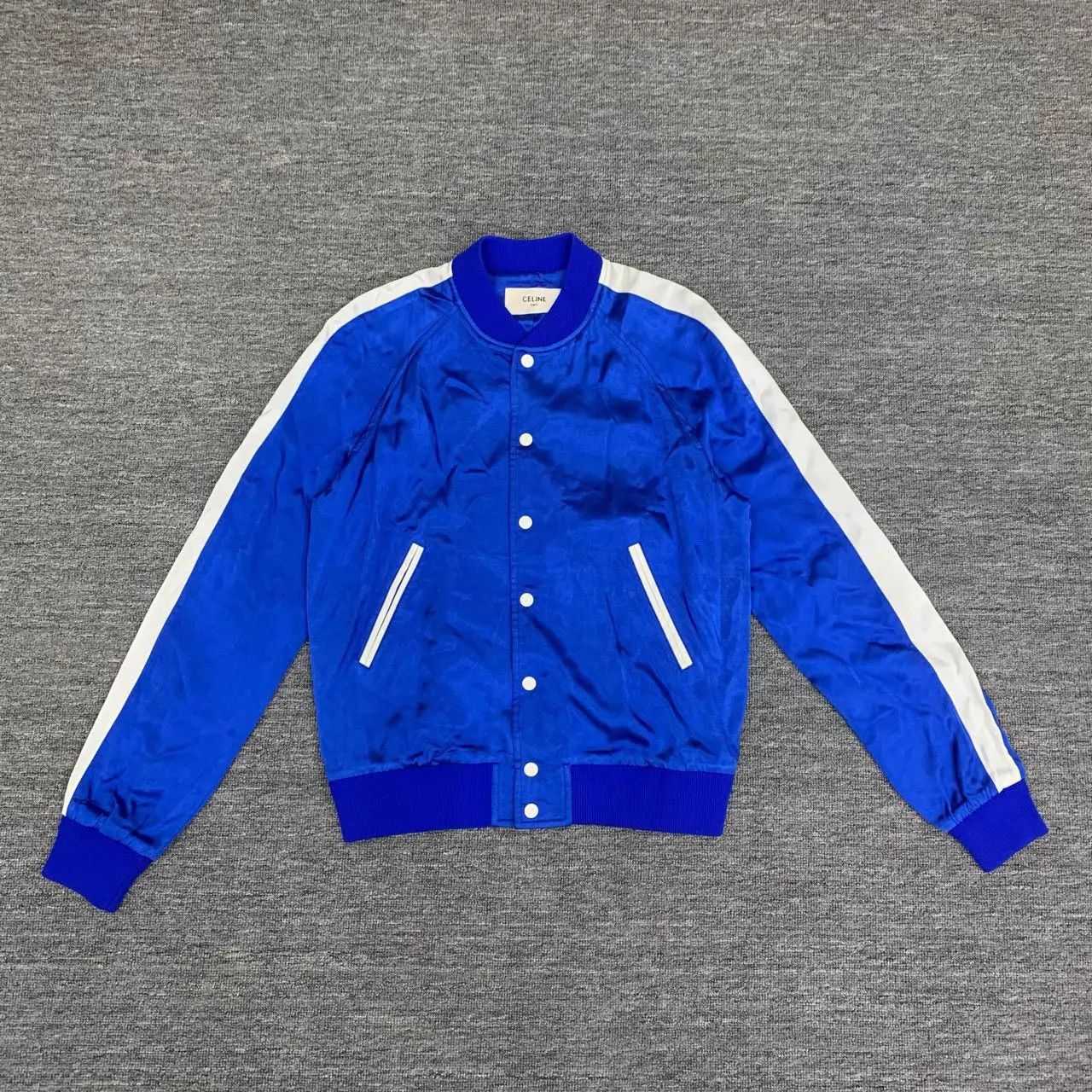 Celine Celine Silk Klein Blue Baseball Jacket Size 50 Size US M / EU 48-50 / 2 - 1 Thumbnail
