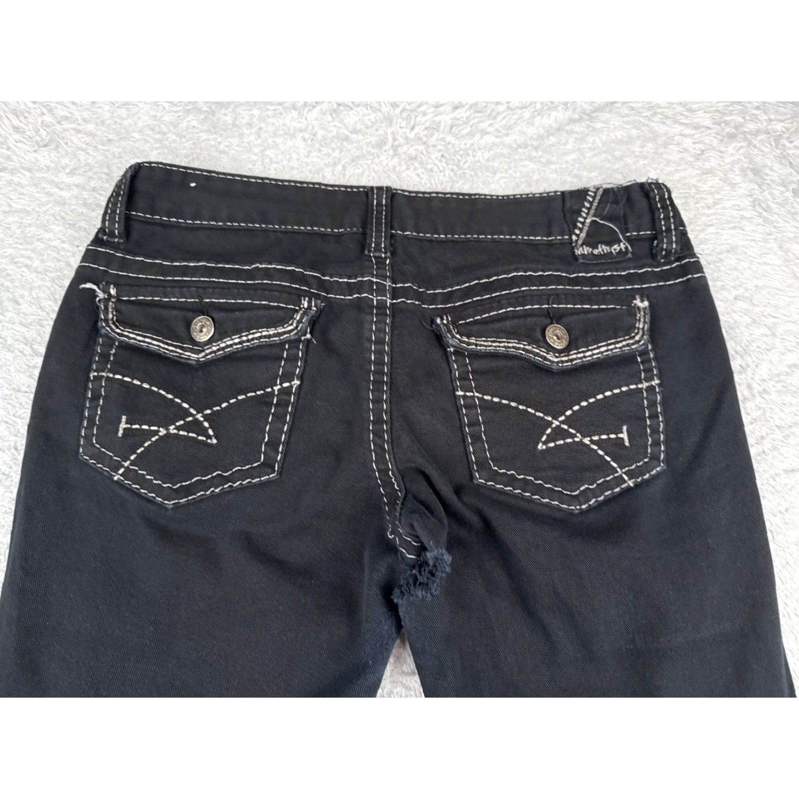Vintage Amethyst Jeans Women's Jeans 7 Black Denim Bootcut Low Rise 31in Inseam Cotton Blend Distressed Pockets Western Size 28" / US 6 / IT 42 - 2 Thumbnail