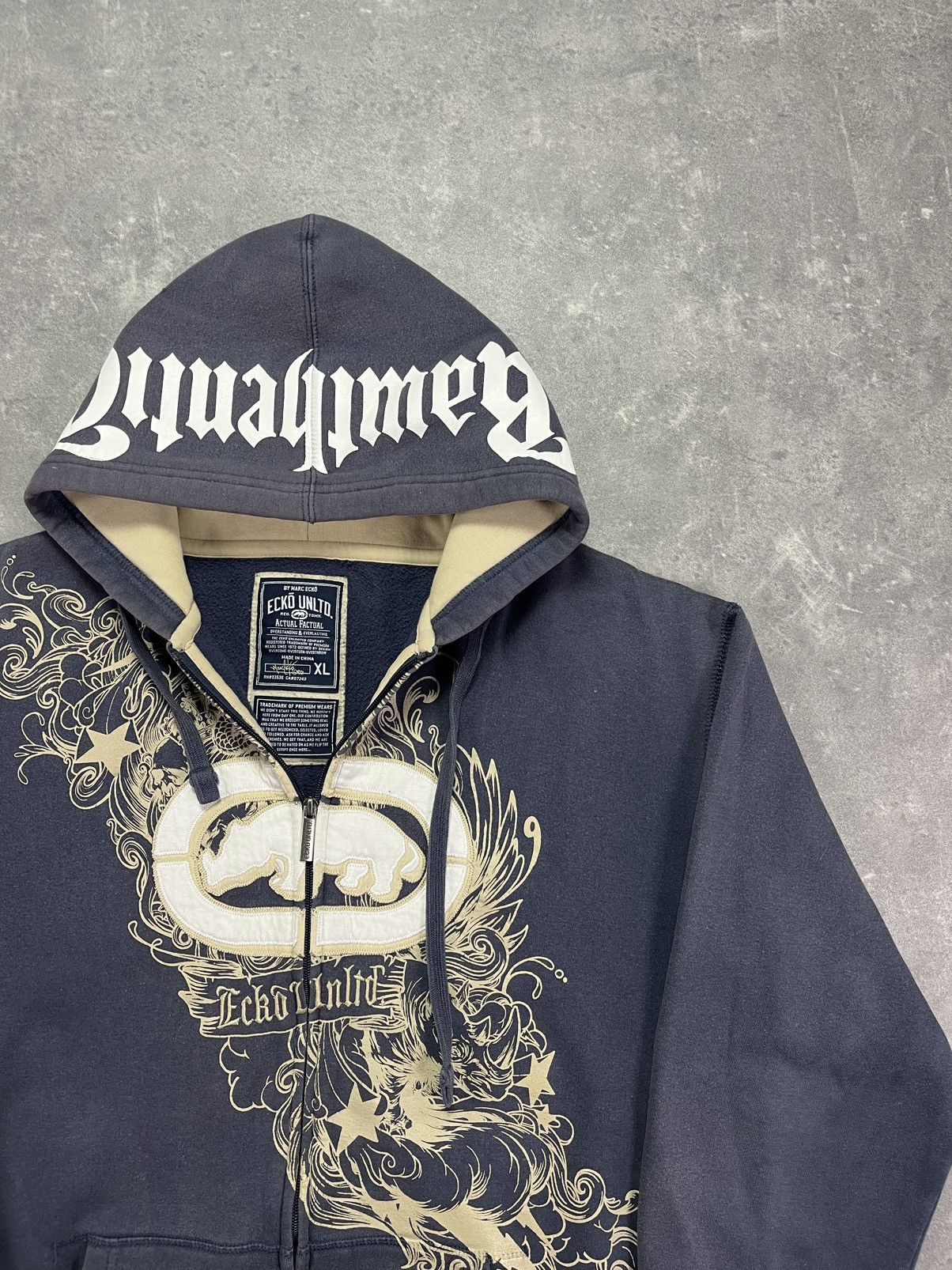 Ecko Unltd. Ecko Unltd. Big Logo Printed Baggy Faded Zip Hoodie XL XXL Size US XL / EU 56 / 4 - 4 Thumbnail