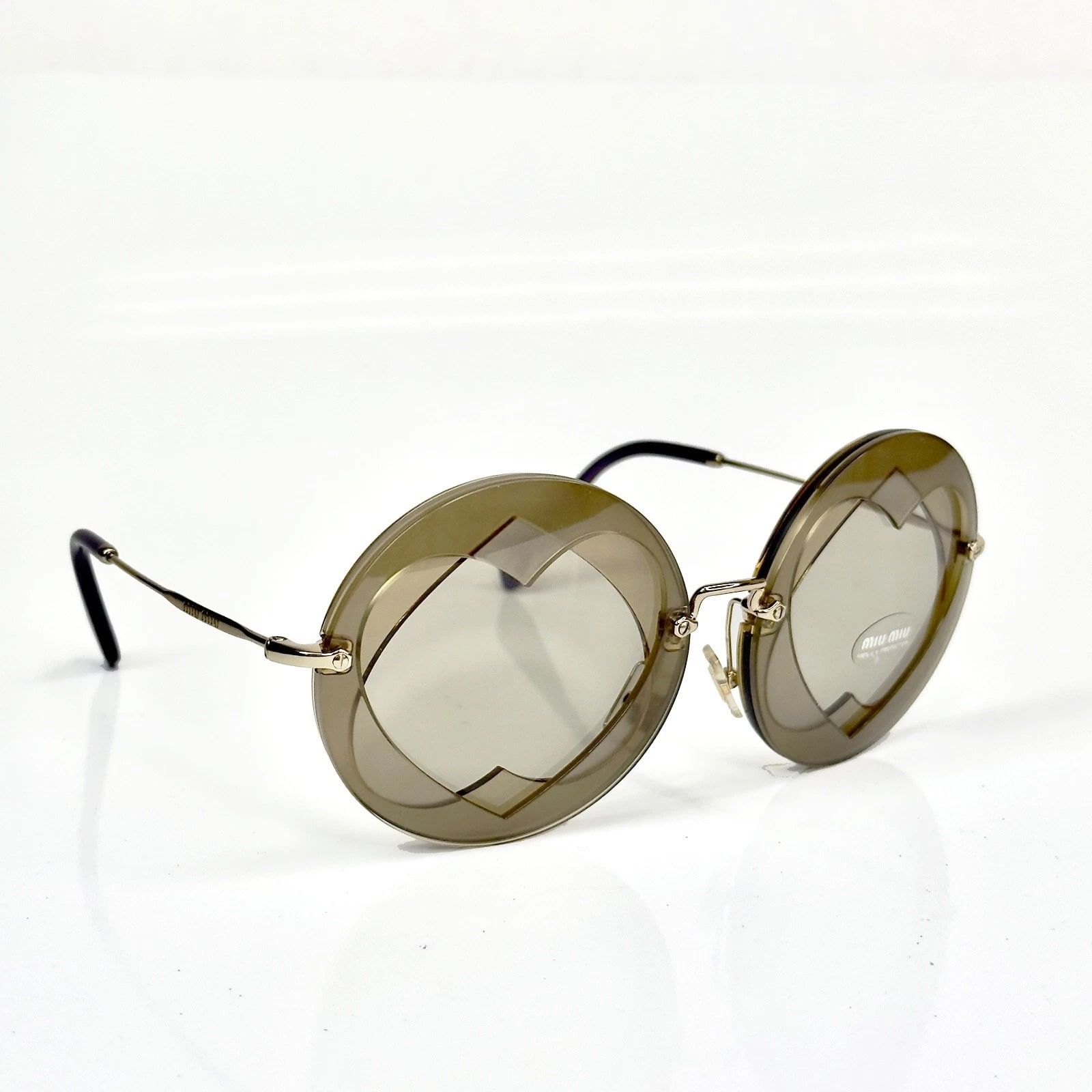Miu Miu MIU MIU 01S MU01SS Overlapping Game Hazelnut Beige Mirror Size ONE SIZE - 9 Thumbnail