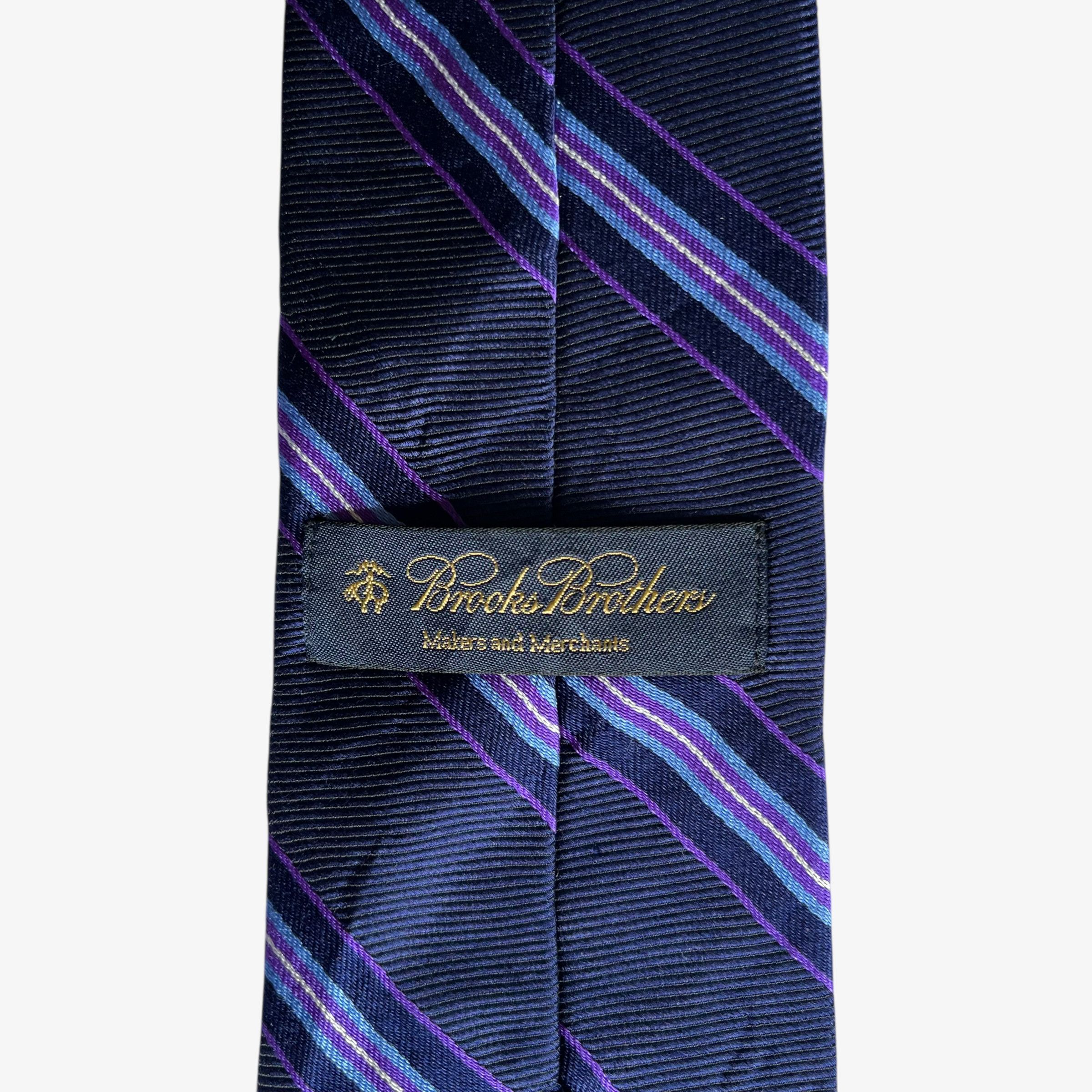 Brooks Brothers Vintage Y2K Brooks Brothers Blue & Purple Striped Silk Tie Size ONE SIZE - 2 Thumbnail