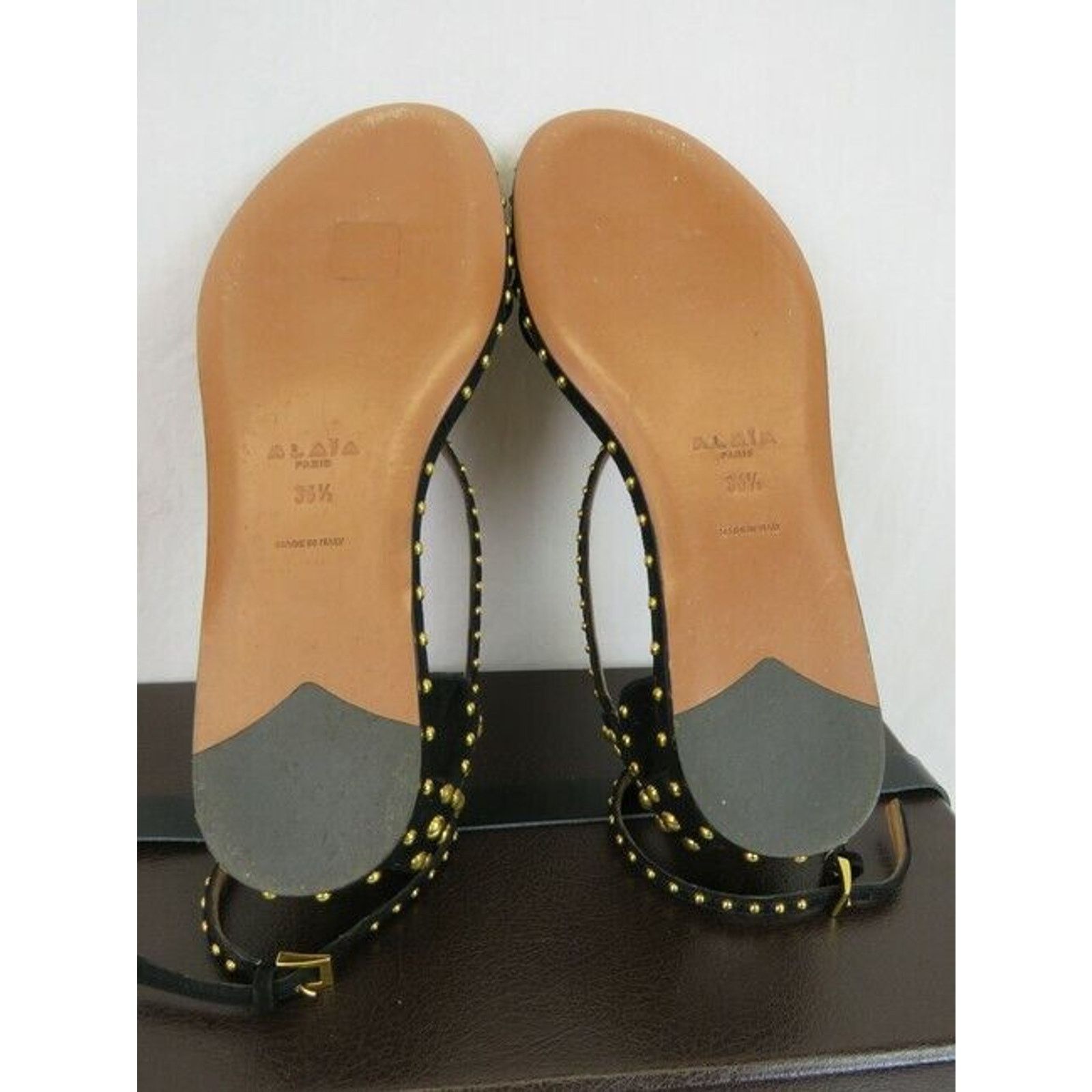 Alaia NEW ALAIA BLACK SUEDE CRISSCROSS GOLD STUDS SANDALS 36.5 Size US 6.5 / IT 36.5 - 10 Thumbnail