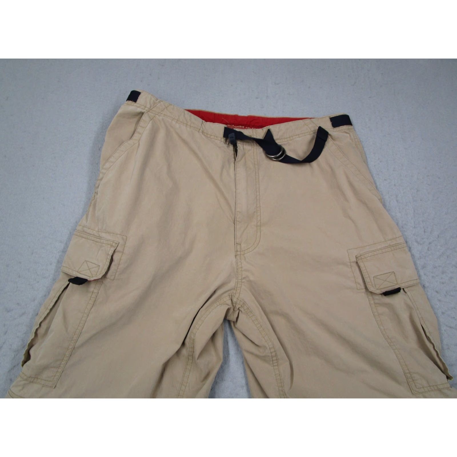 Abercrombie & Fitch VINTAGE Abercrombie & Fitch Pants Men Medium Beige Belted Convertible Cargo Pants 90s Army Bohemian Nature Outdoor Pocketless? Size US 31 - 2 Thumbnail