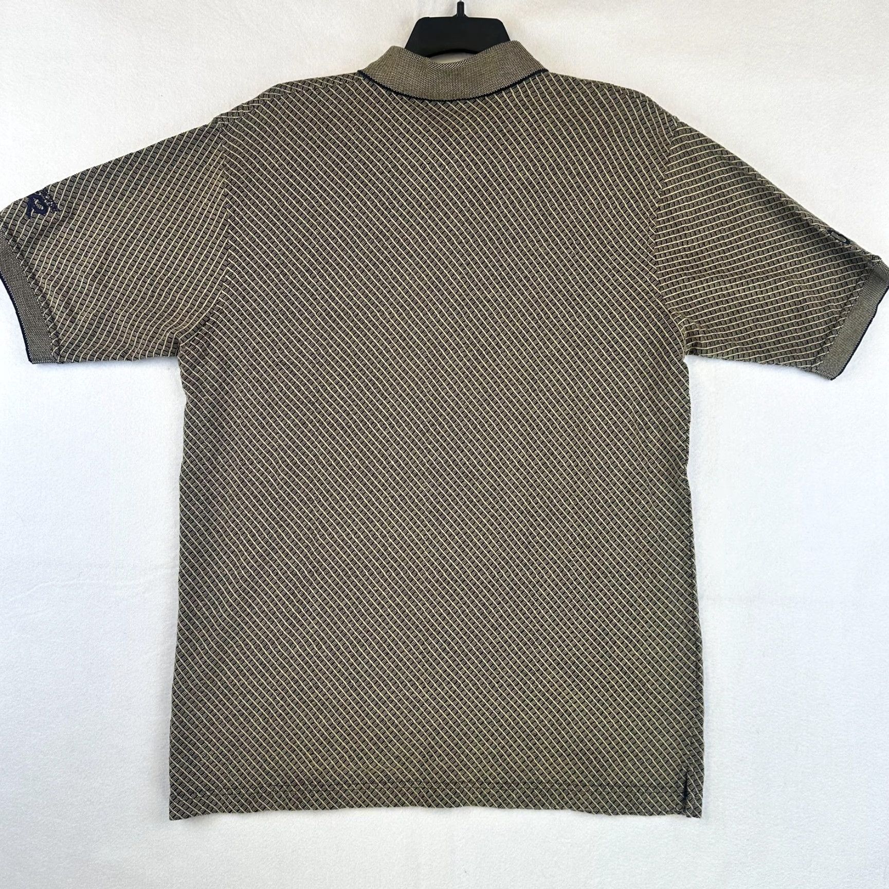 Bill Blass Bill Blass Polo Shirt Mens L Geometric Beige Navy Pattern Classic Casual 100% Cotton Polo Mens Size US L / EU 52-54 / 3 - 6 Thumbnail