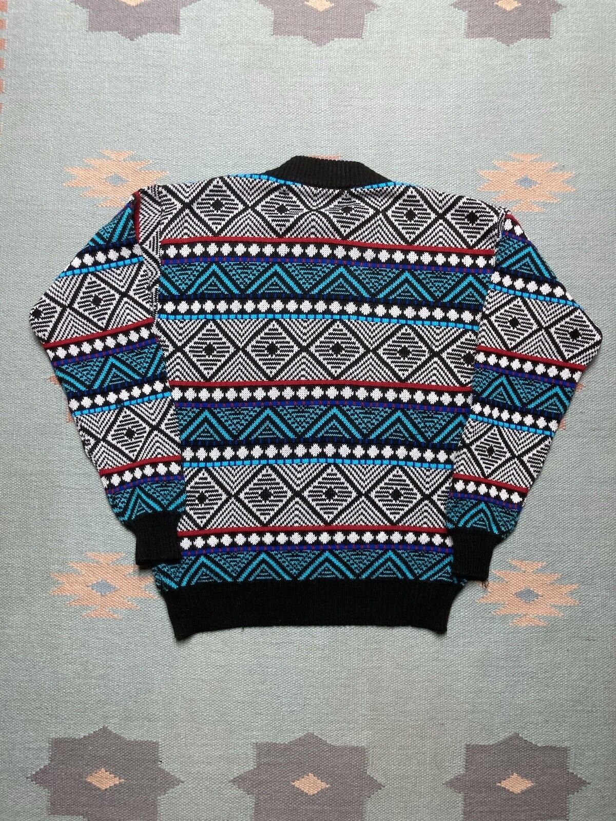 Vintage VTG knit sweater psychedelic geometric crew grandpa women L Size L / US 10 / IT 46 - 4 Thumbnail