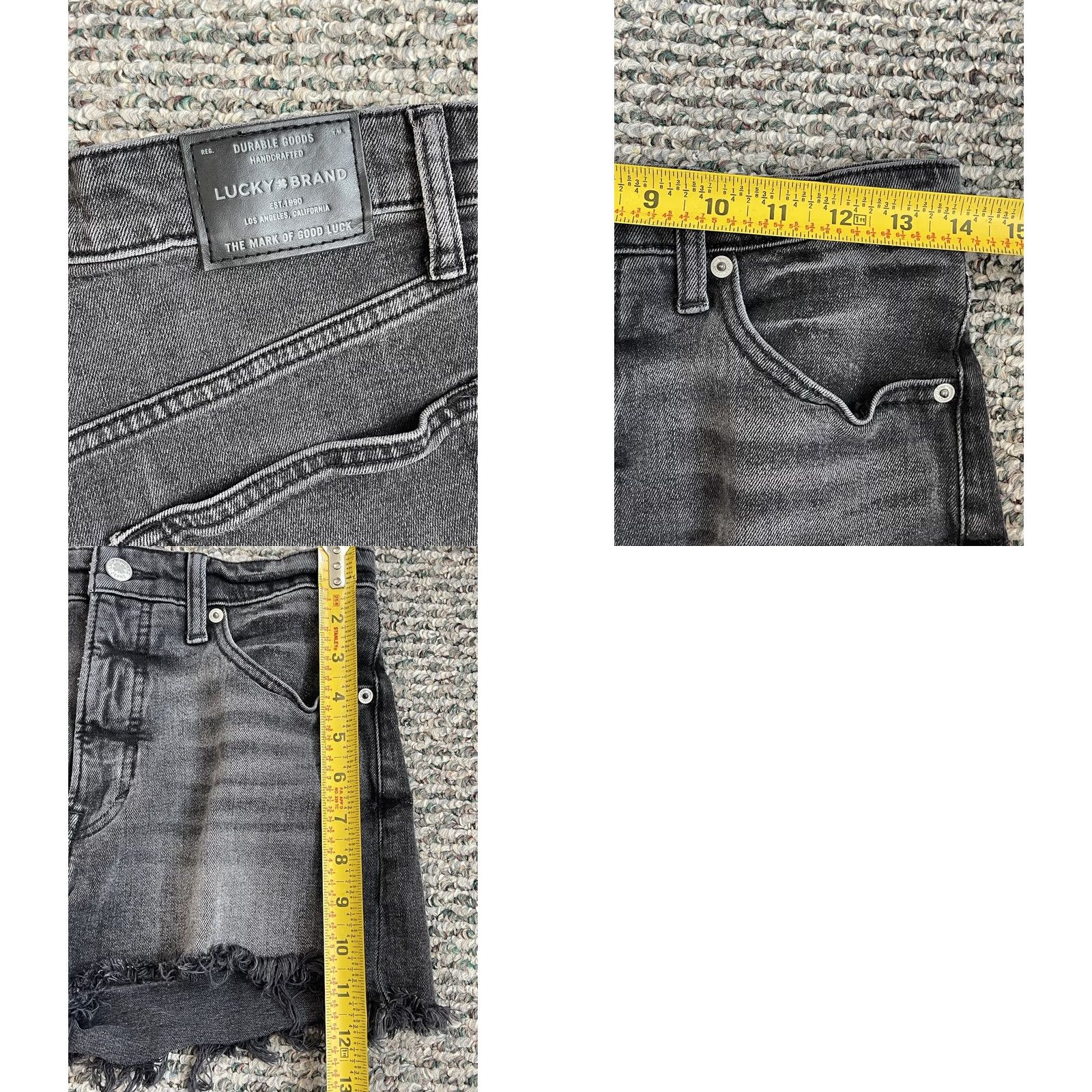 Lucky Brand Lucky Brand Shorts Womens 2/26 Black Denim Cut Off Distressed Pocket Zip Cotton Size 26" / US 2 / IT 38 - 8 Thumbnail