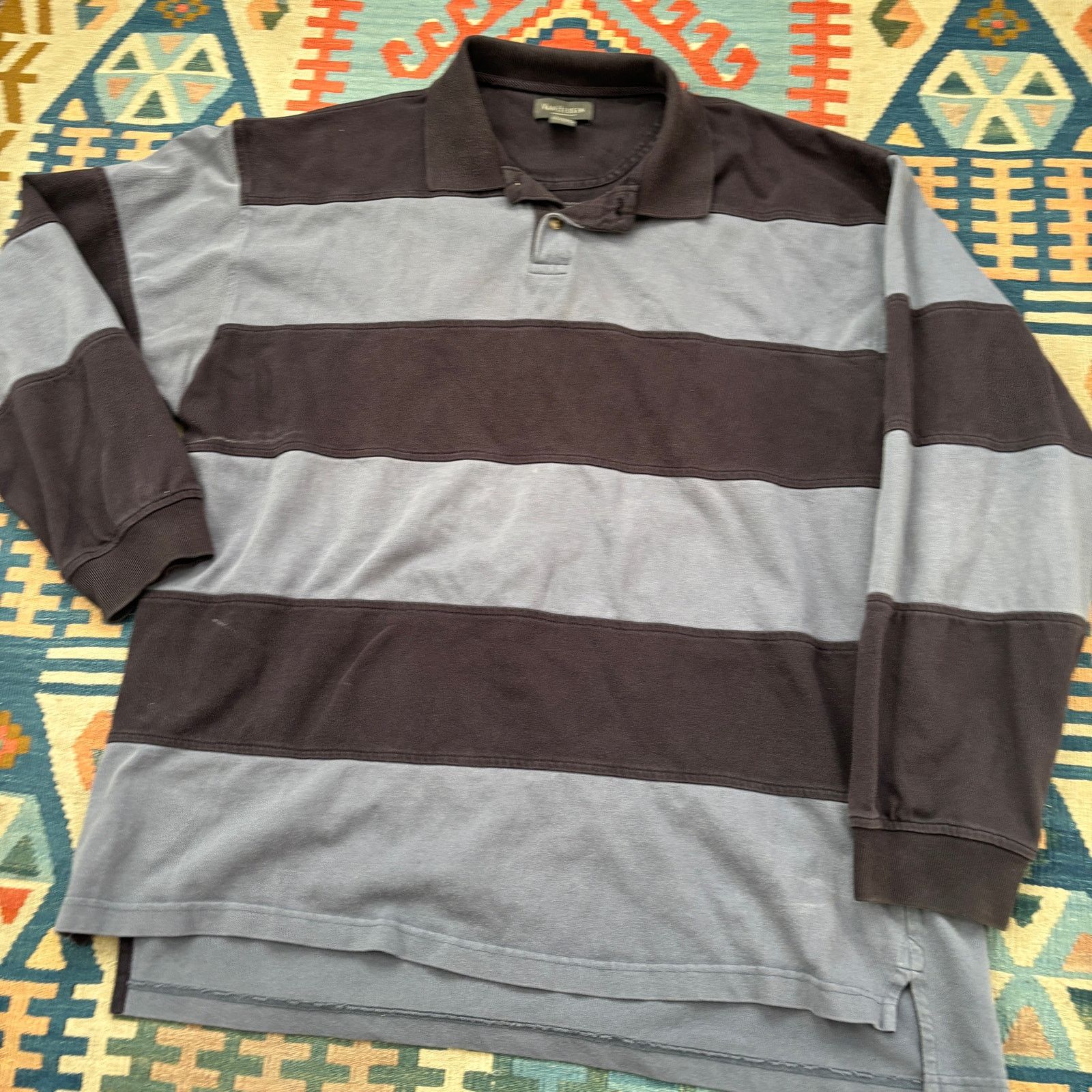 Van Heusen × Vintage Y2K Vintage Striped Blue Rugby Polo Long Sleeve Shirt XL Size US XL / EU 56 / 4 - 7 Thumbnail