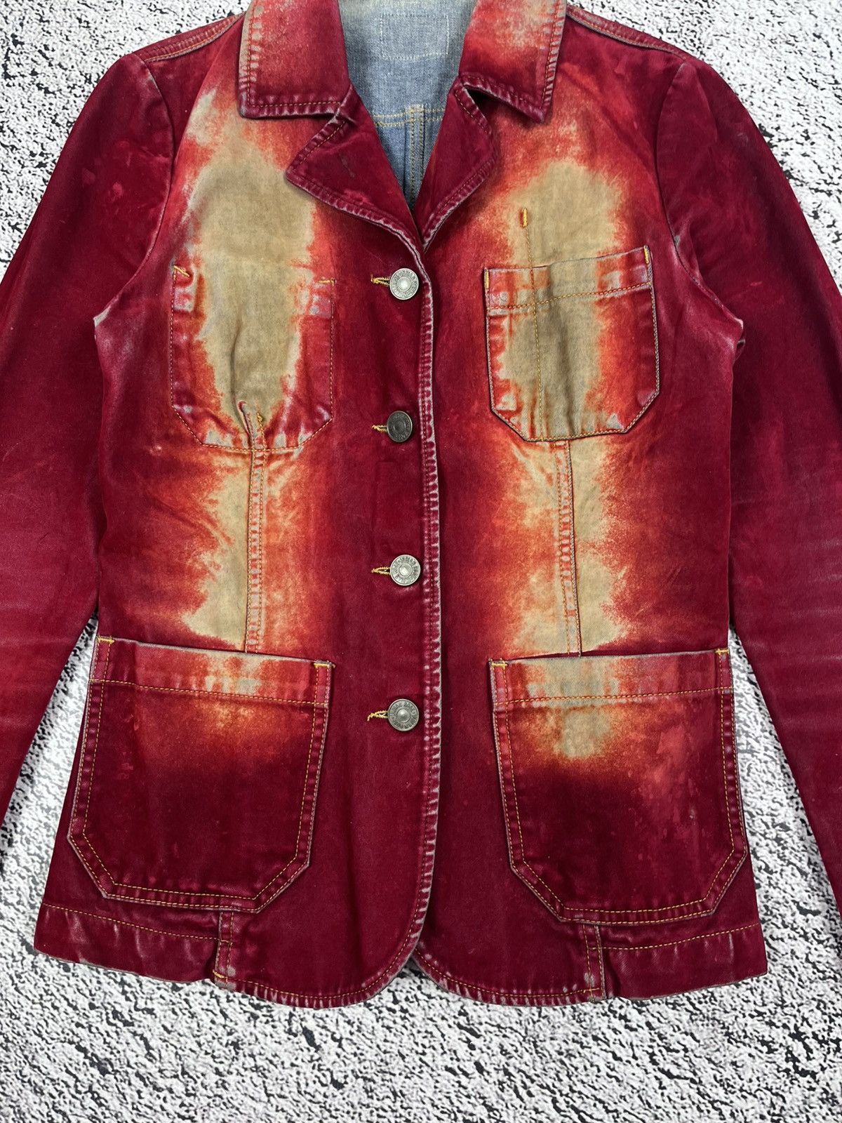 Japanese Brand Vintage Avant-Garde Bleached Velour Faded Distressed Jacket Size S / US 4 / IT 40 - 4 Thumbnail