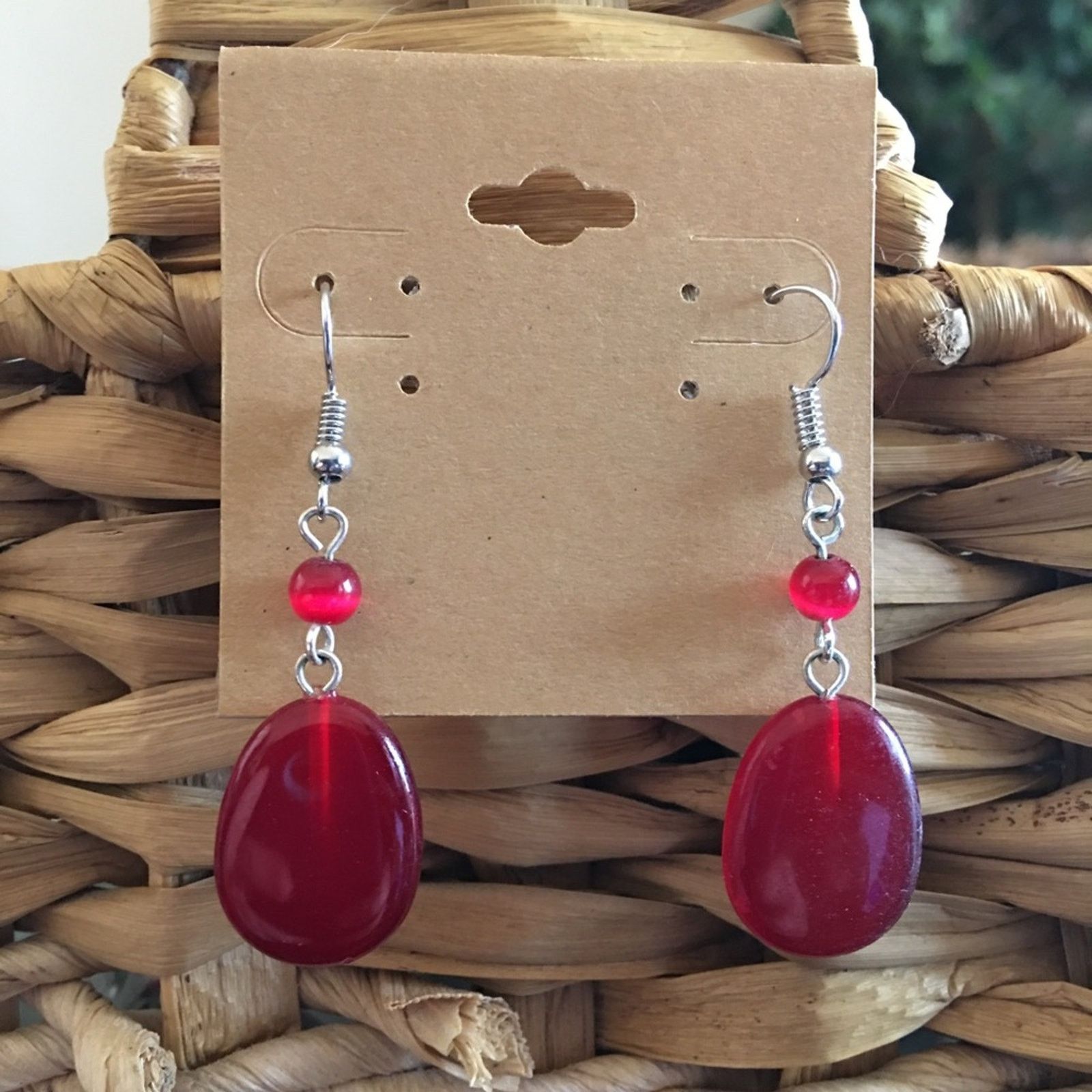Vintage Vintage repurpose red glass drop earrings Size ONE SIZE - 1 Thumbnail