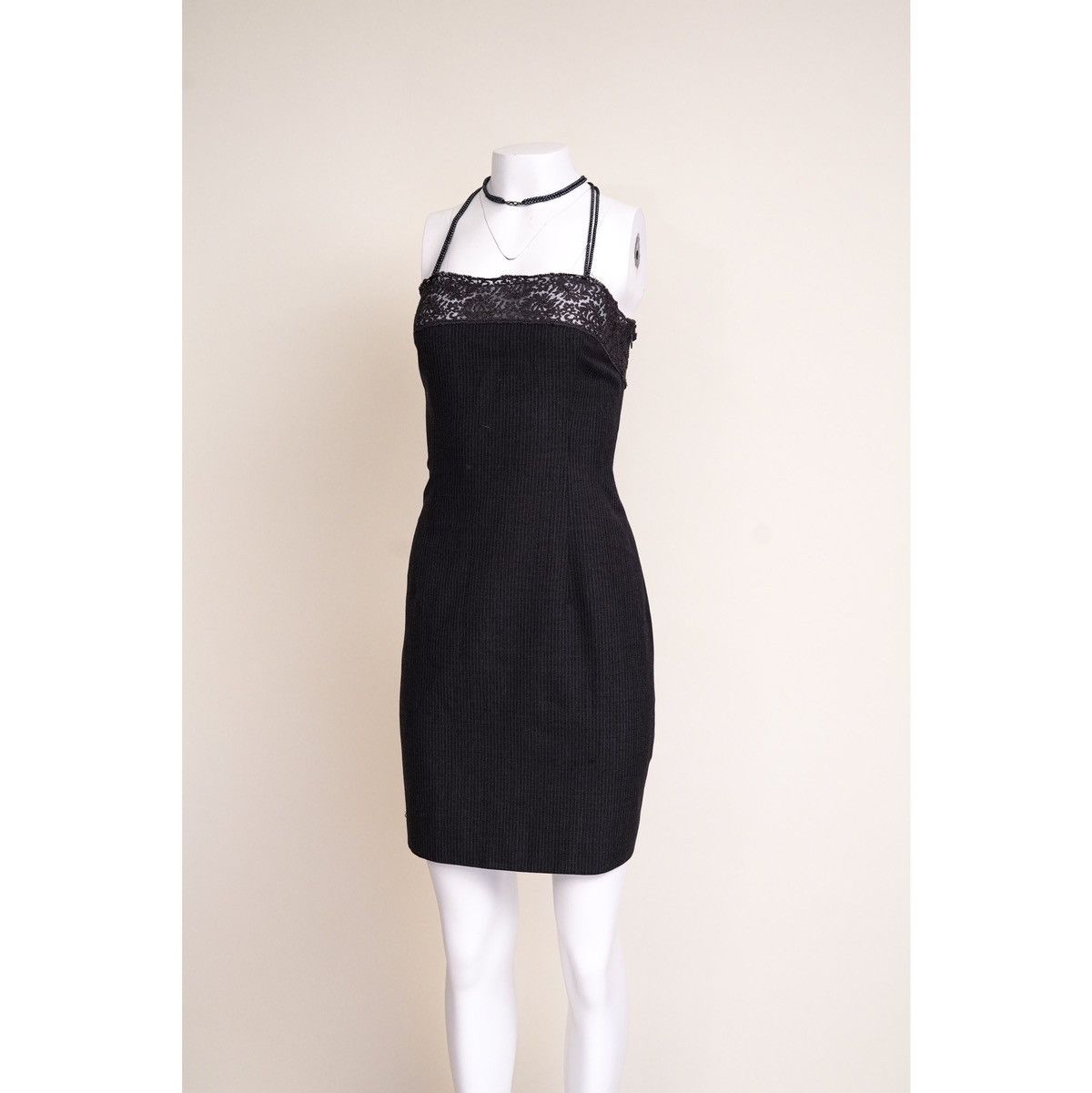 Dior Christian Dior F/W 1997 Charcoal Pearl Beaded-Strap Dress Size M / US 6-8 / IT 42-44 - 4 Thumbnail