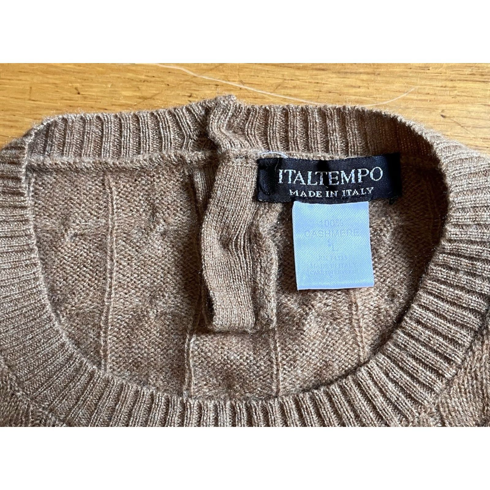 Vintage Italtempo Cashmere Sweater Women’s Large Beige Made In Italy Cableknit Size L / US 10 / IT 46 - 4 Thumbnail