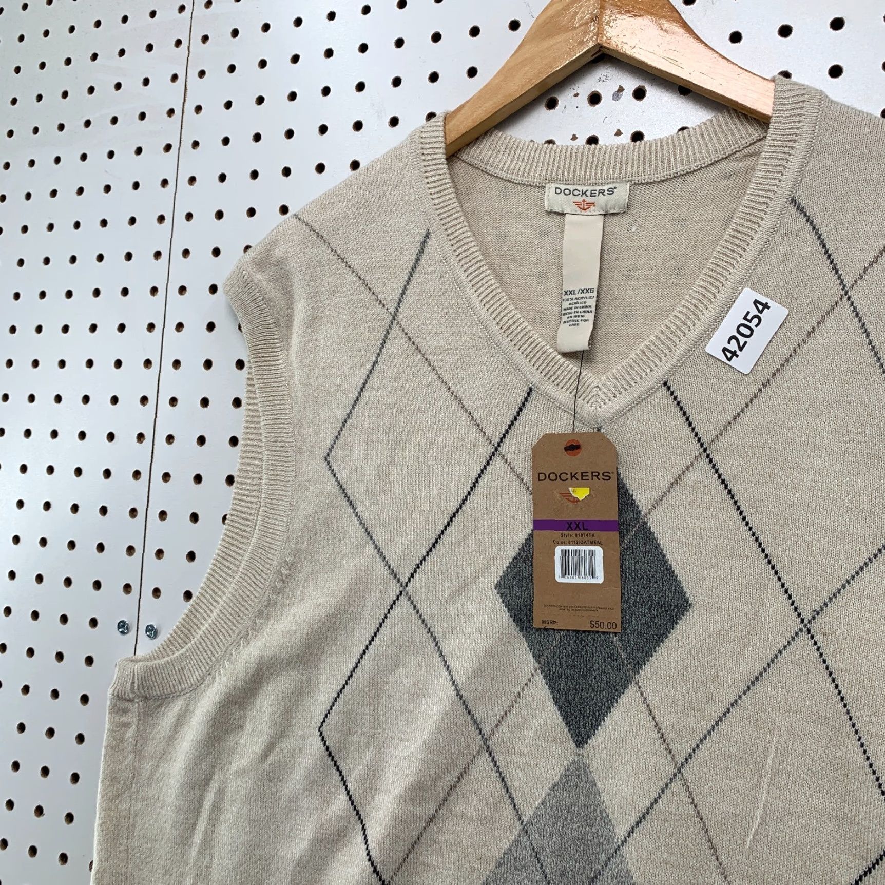 Dockers DOCKERS Argyle Sweater Vest Mens 2XL Brown Sleeveless V-Neck NWT Size US XXL / EU 58 / 5 - 7 Thumbnail