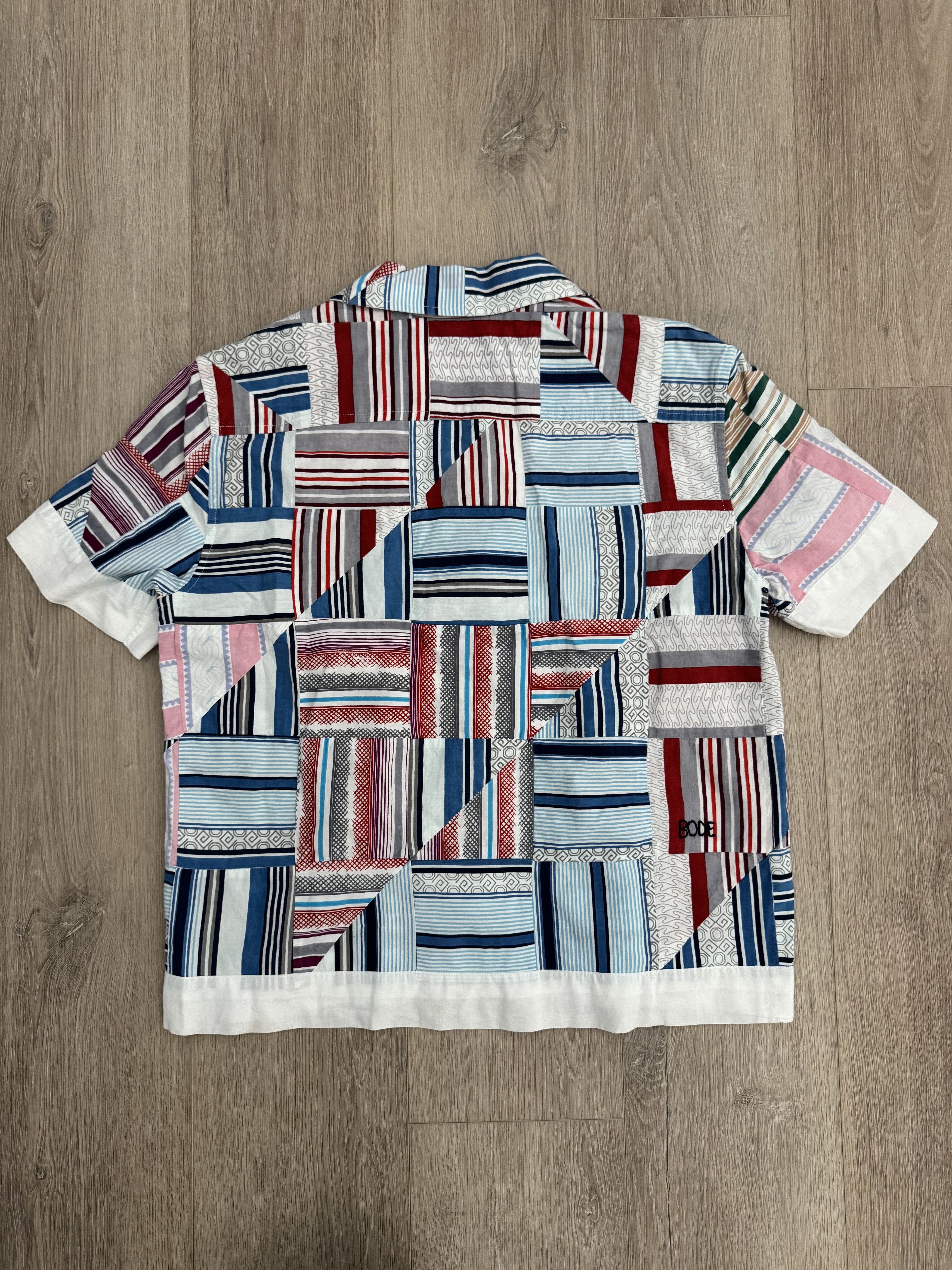 Bode Bode Patchwork Oxford Short Sleeve Button Shirt Size US S / EU 44-46 / 1 - 2 Thumbnail
