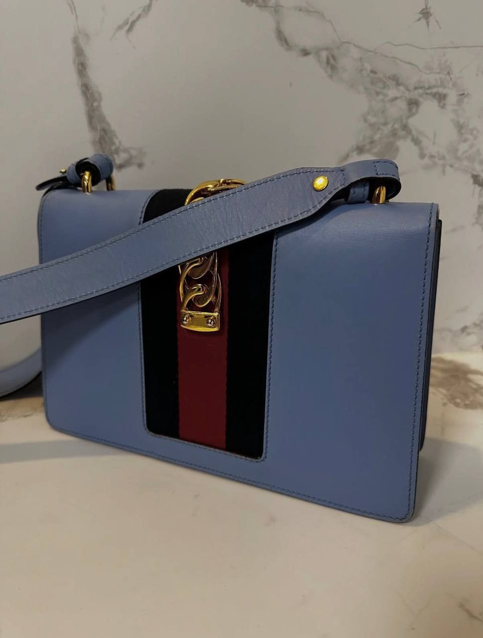 Gucci Gucci Blue Small Sylvie Shoulder Bag (Light blue) Size ONE SIZE - 3 Thumbnail