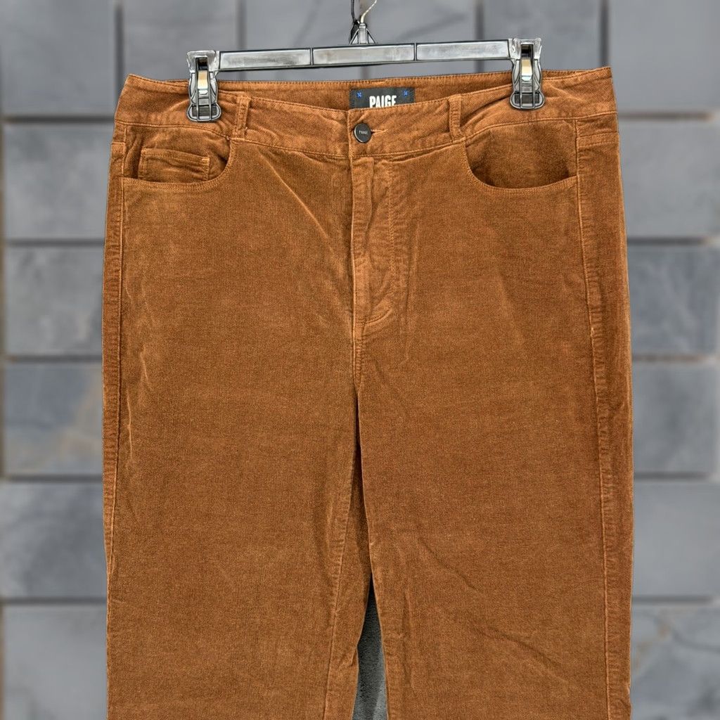 Paige Paige Dark Argan Brown Corduroy Flare Jeans High Rise Womens 31 Jeans Size 24" / US 00 / IT 34 - 1 Thumbnail