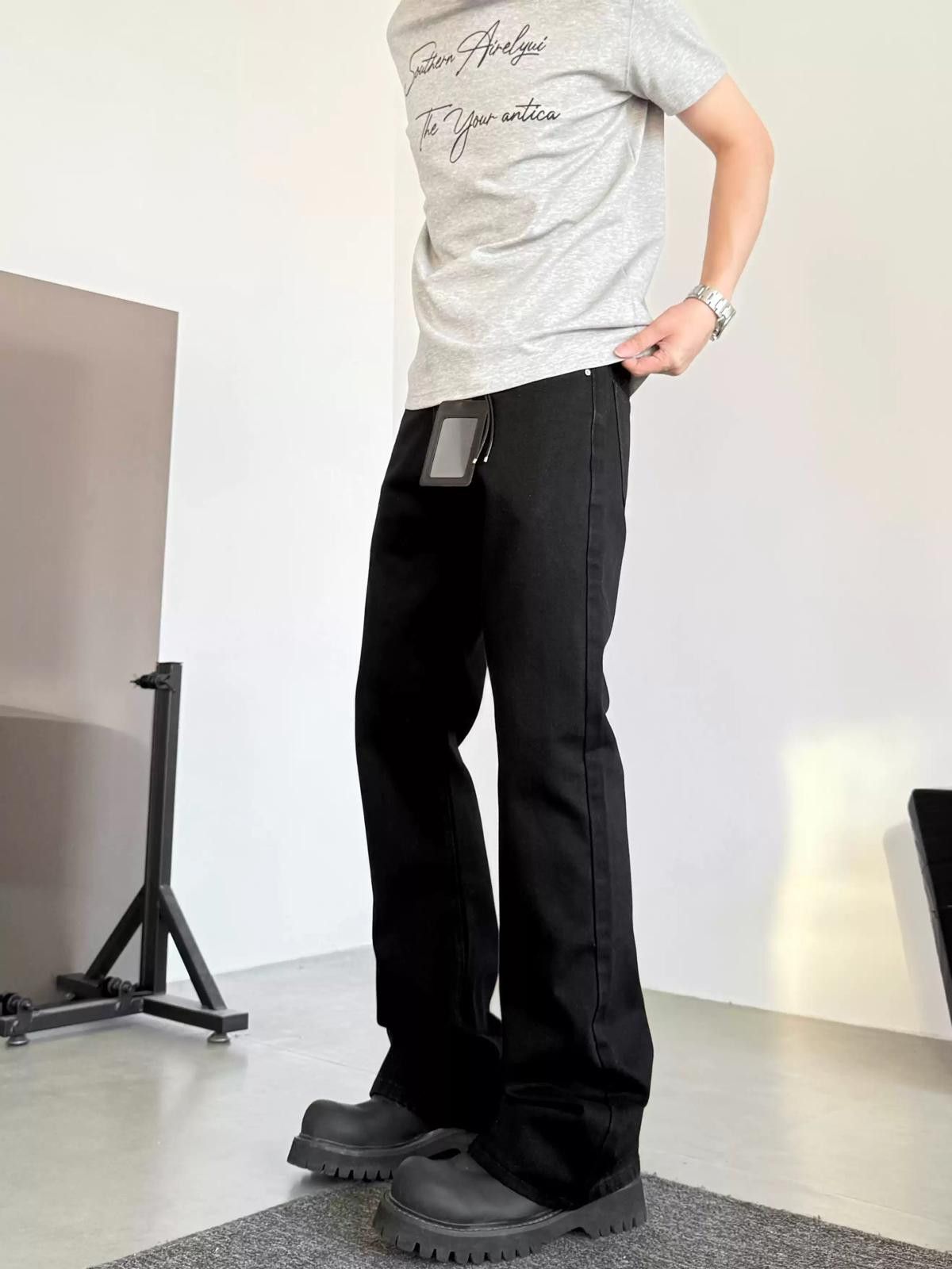 Other Cleanfit Black Micro Flare Denim Jeans Size US 32 / EU 48 - 2 Thumbnail