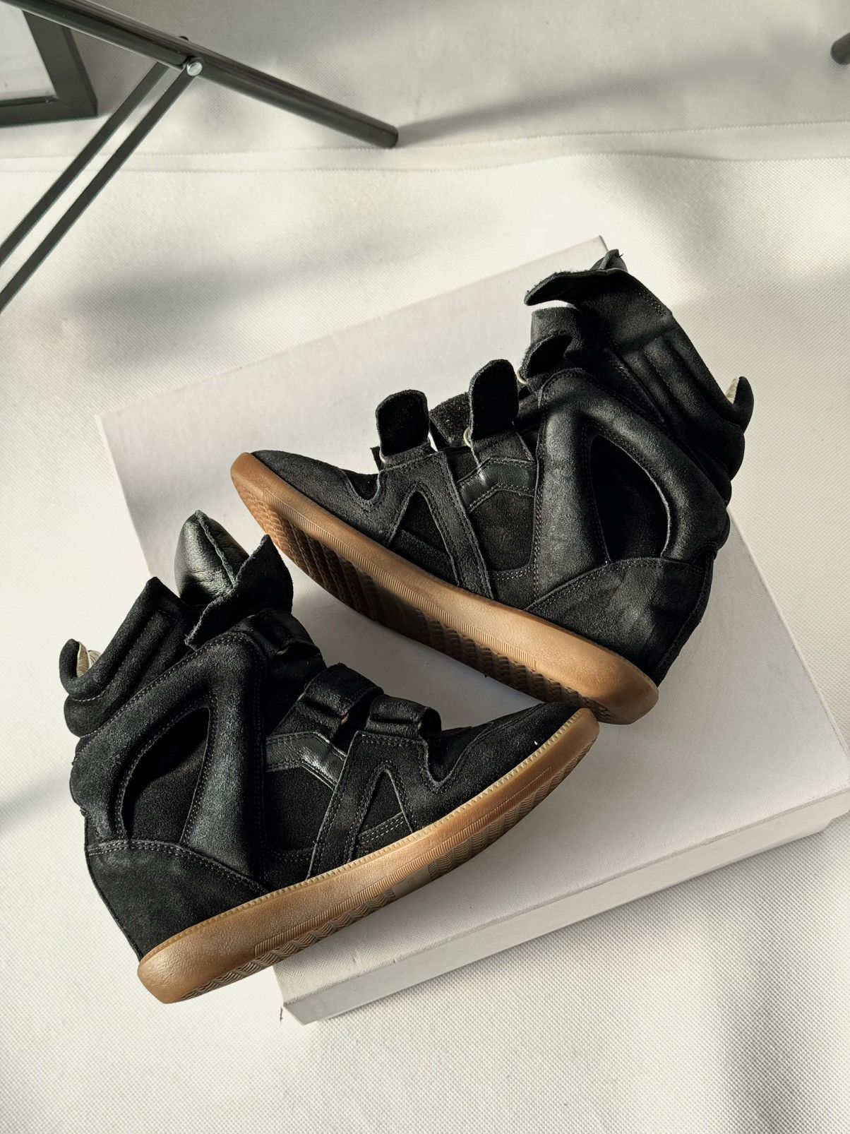 Isabel Marant Isabel Marant Bekett sneakers shoes Washed Black Suede Wedge Size US 6 / IT 36 - 25 Thumbnail