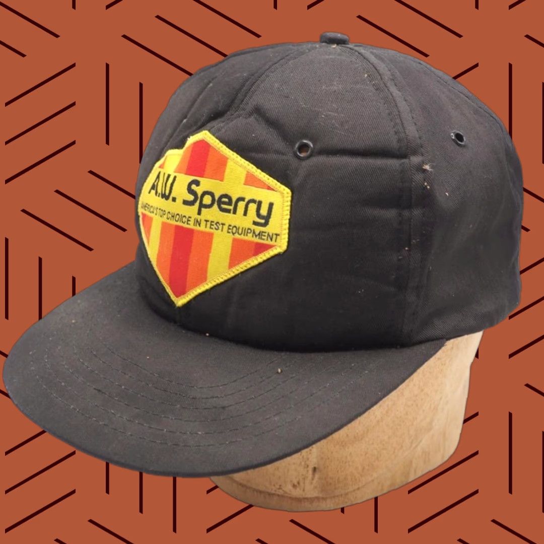Sperry VINTAGE AW Sperry Test Equipment Patch Adjustable Snapback Trucker Hat 1980's Size ONE SIZE - 1 Thumbnail