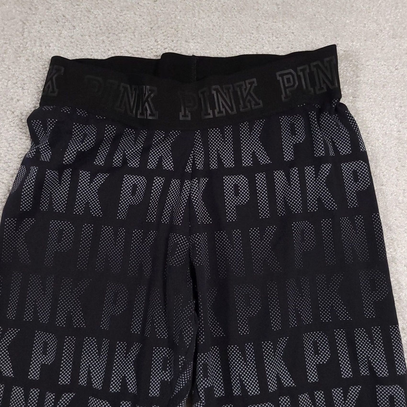 Pinko PINK Ultimate Leggings Womens Small Black Logo Print High Rise Gym & Yoga Cropped Knit Size 28" / US 6 / IT 42 - 3 Thumbnail