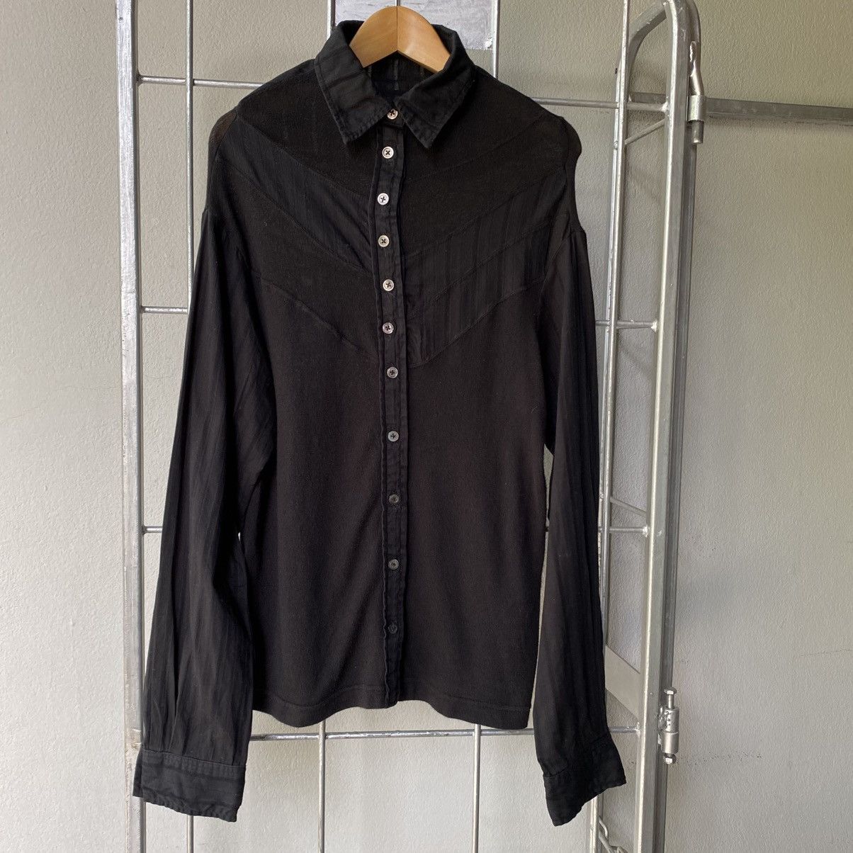 Japanese Brand A/T Black Contrast-Stitch Button-Up Shirt Size S / US 4 / IT 40 - 2 Thumbnail