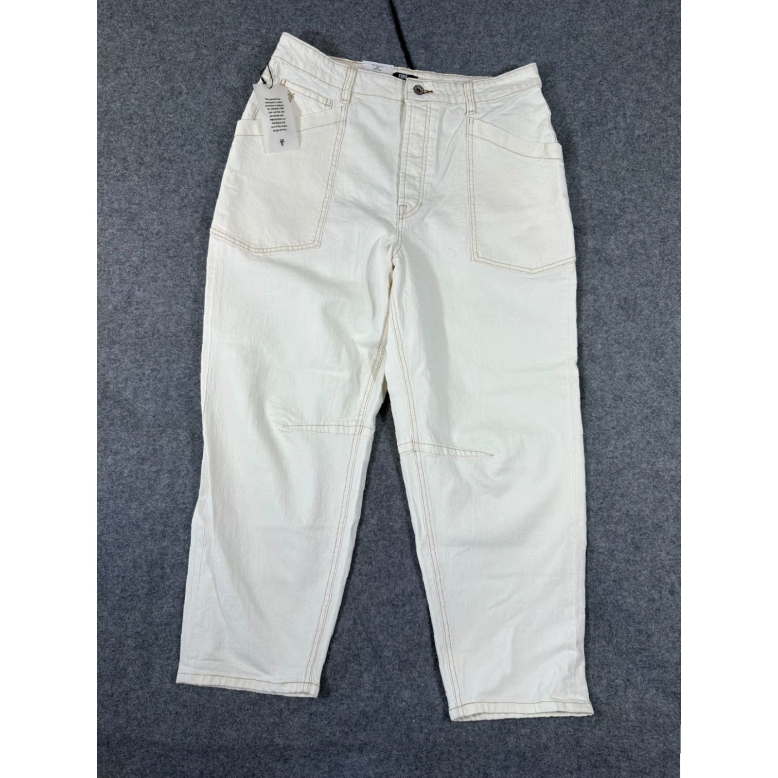 Frye Frye Jeans Womens 10 Ankle Ivory Bone Stretch Button Fly High Rise NWT Size 32" / US 10 / IT 46 - 3 Thumbnail