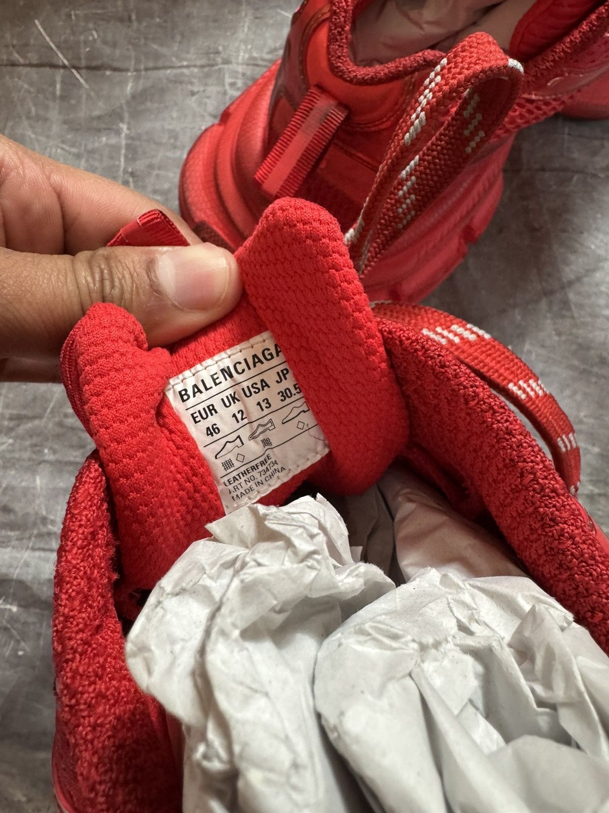 Balenciaga Balenciaga 3XL Distressed Sneakers in Red Size US 13 / EU 46 - 7 Thumbnail