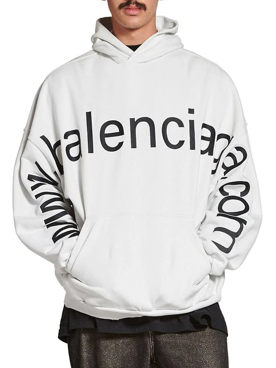 Balenciaga o1in1g0924 Bal.com Hoodie Oversized in White/Black Size US L / EU 52-54 / 3 - 4 Thumbnail