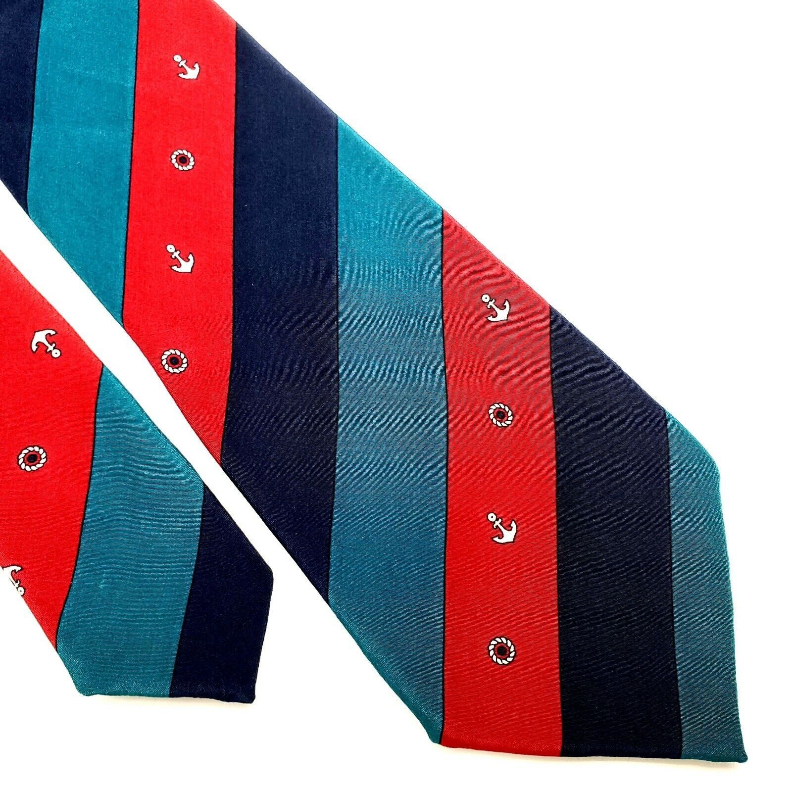 Ermenegildo Zegna Ermenegildo Zegna Silk Tie Red Blue Striped Anchor Skinny Size ONE SIZE - 1 Thumbnail