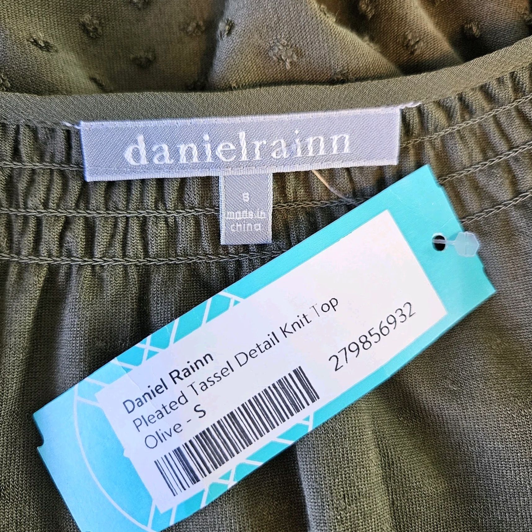 Olive Daniel Rainn Womens Top Sz S Olive Green Long Sleeve Swiss Dot Pleated Blouse Mens Womens Size S / US 4 / IT 40 - 6 Thumbnail