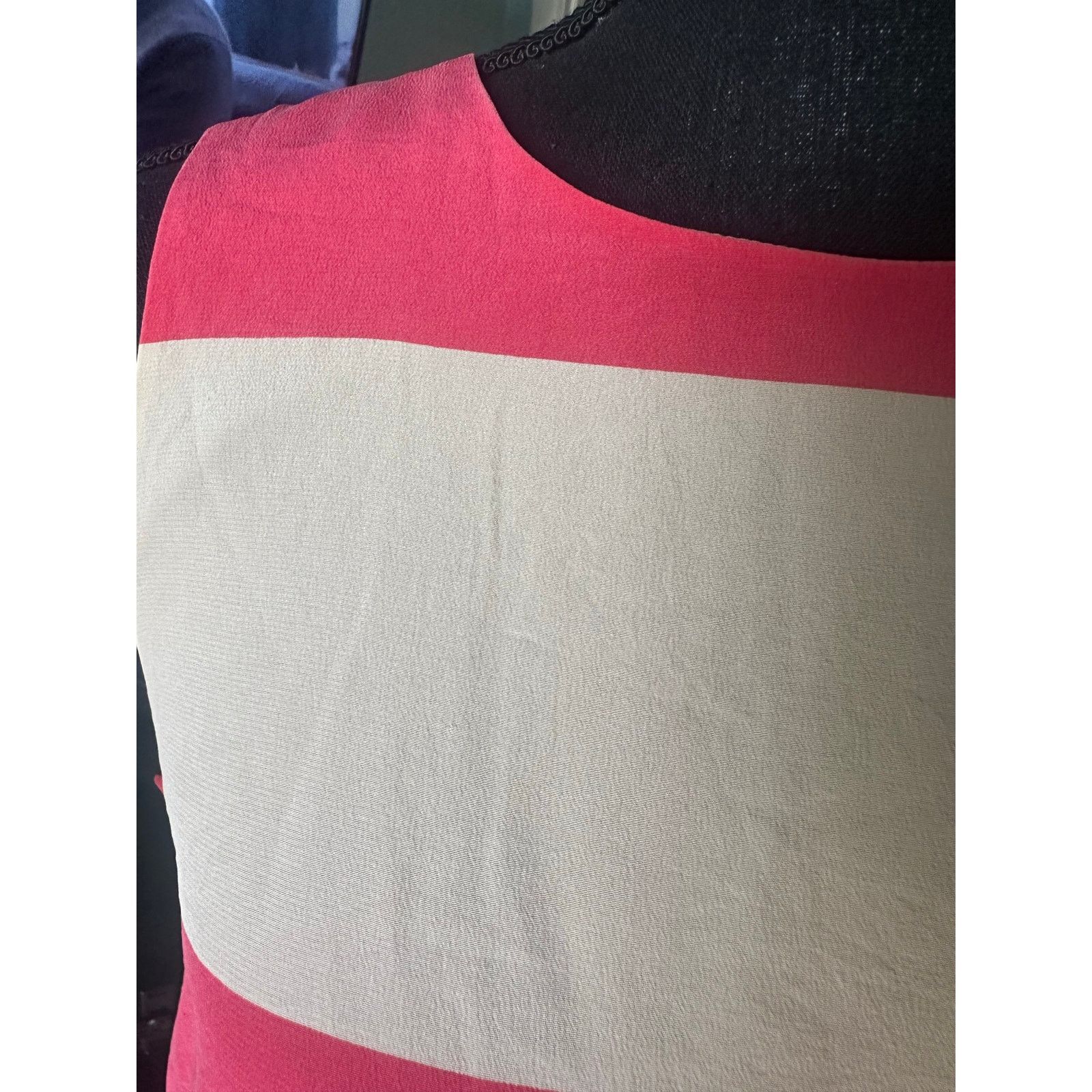 Fossil Fossil 100% Silk Pink & White Striped Sleeveless Dress Size M / US 6-8 / IT 42-44 - 2 Thumbnail