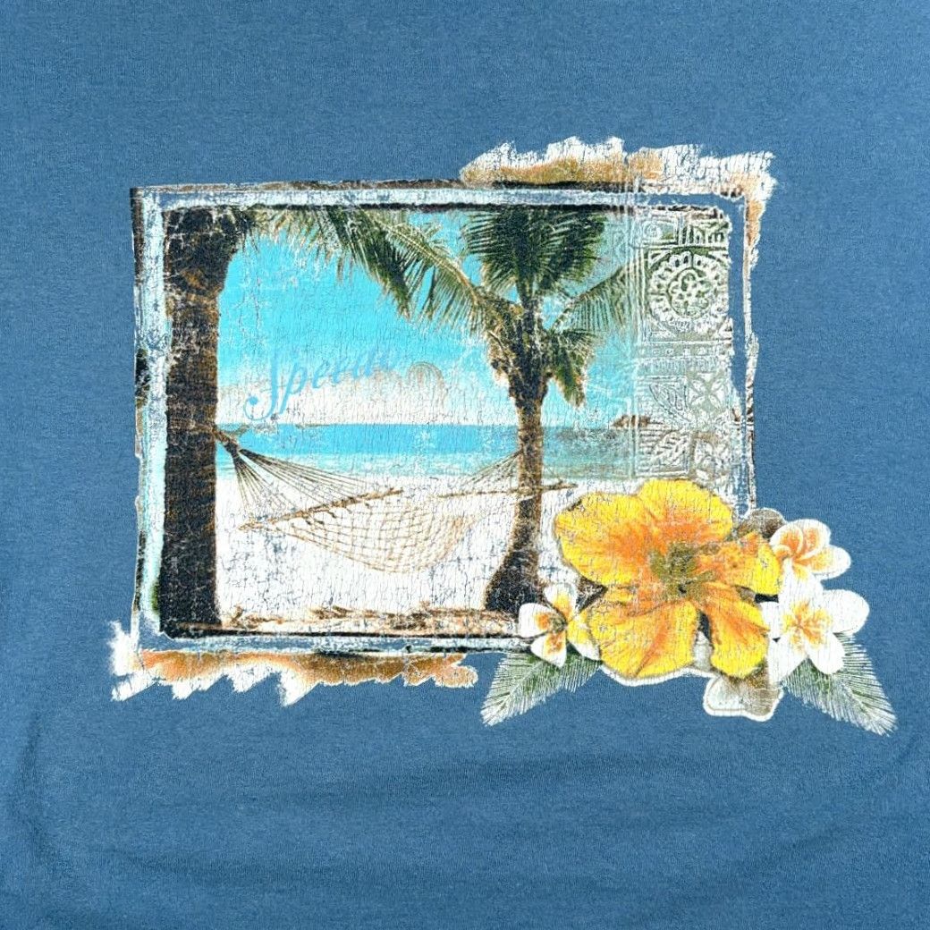 Speedo VINTAGE Speedo Shirt Adult LARGE Blue Beach Hammock Tropical Palm Flower Y2K Size US L / EU 52-54 / 3 - 4 Thumbnail
