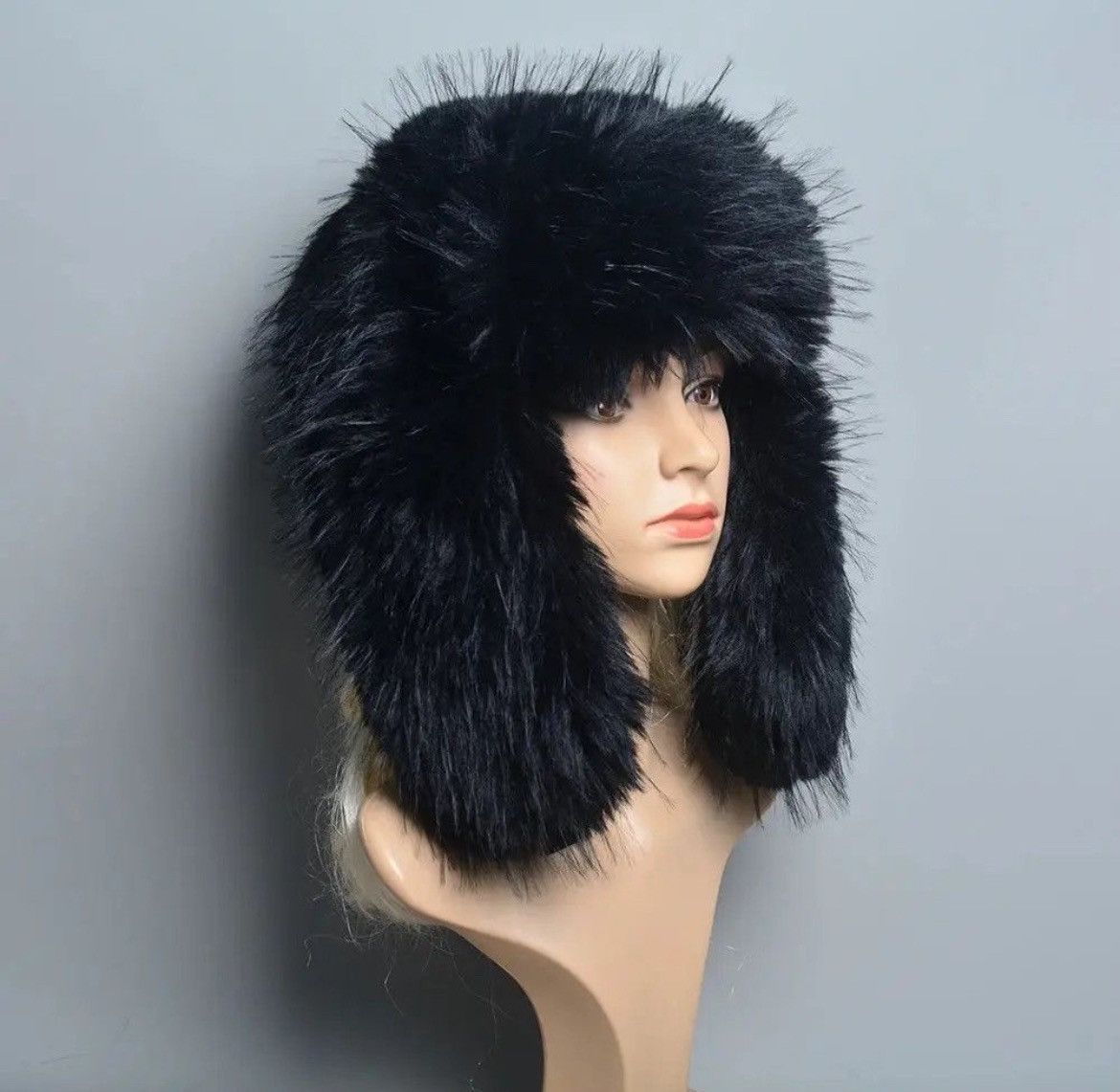 Japanese Brand Black Faux Fur Hat Size ONE SIZE - 3 Thumbnail