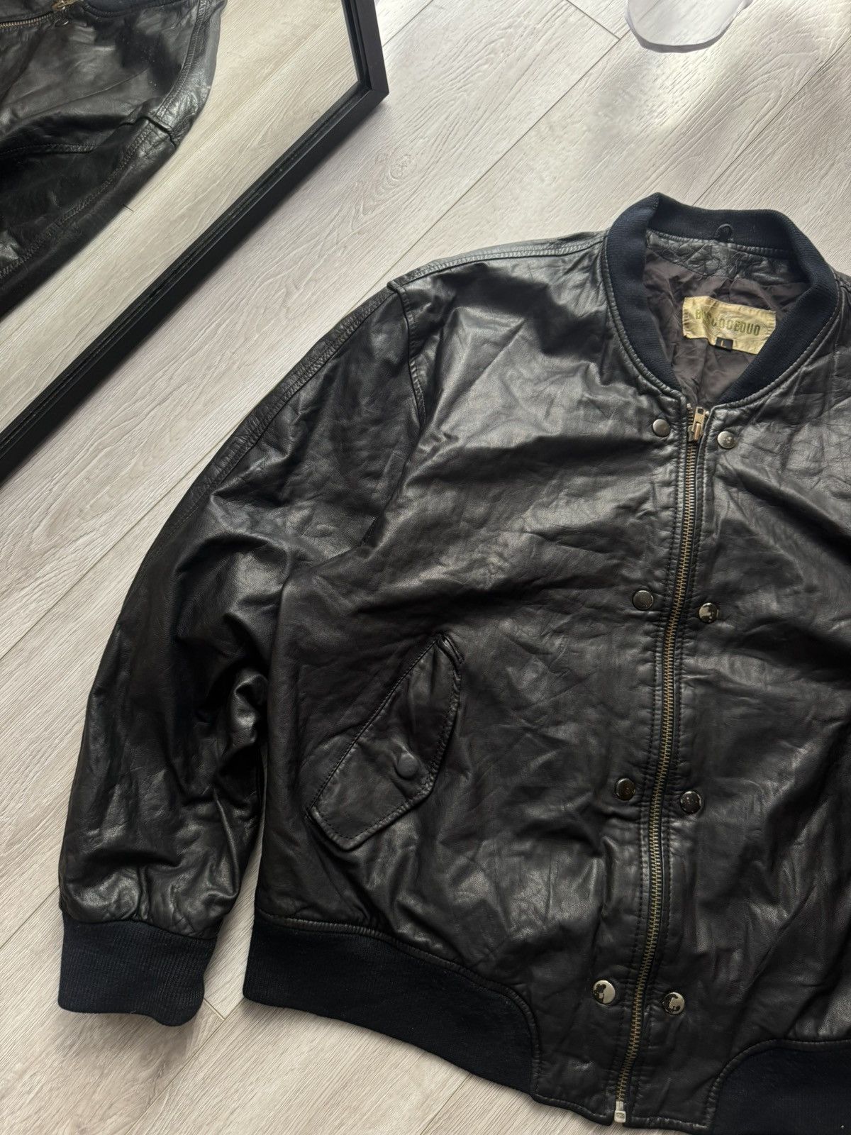 Vintage Rare Vintage Leather Bomber Jacket – Military Unknown Label Size US L / EU 52-54 / 3 - 2 Thumbnail