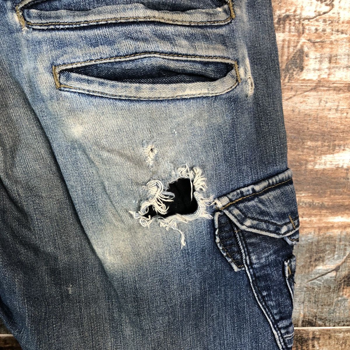 Japanese Brand Even River Blue Distressed ripped Denim Pants #A2150 Size US 30 / EU 46 - 21 Thumbnail