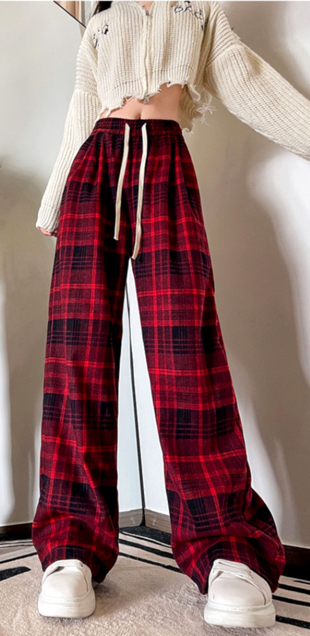 Designer × Japanese Brand × Vintage Vintage Hippie England Flannel Check Wide Leg Trousers Rave Size 28" / US 6 / IT 42 - 2 Thumbnail