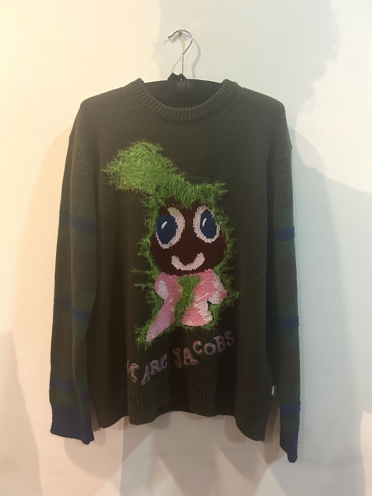 image of Heaven By Marc Jacobs Knit Heaven By Marc Jacob’S Strawberry Man Sweater in Olive (Size Small)