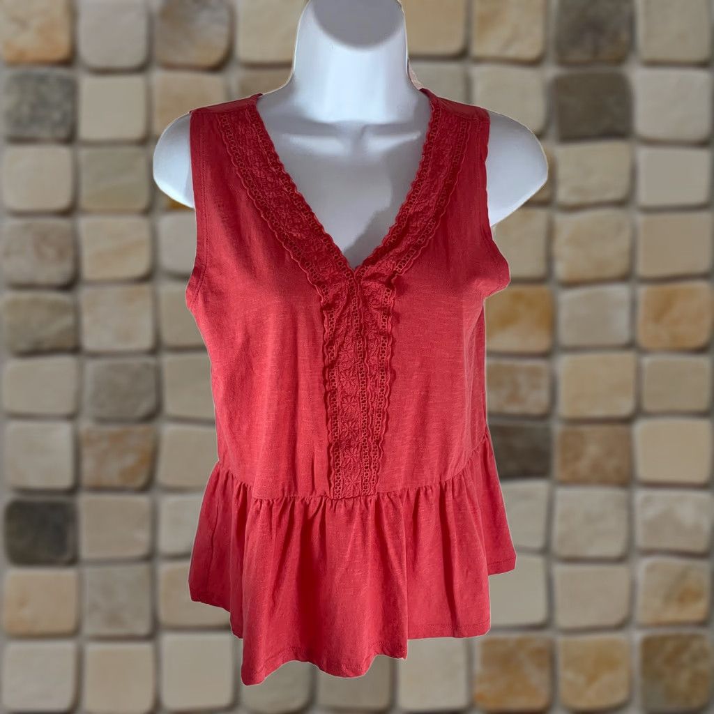 Loft VINTAGE? No. Loft Outlet XS Womens Top Sleeveless V Neck Coral Pink Blouse 528295 Corsage? Size XS / US 0-2 / IT 36-38 - 1 Thumbnail