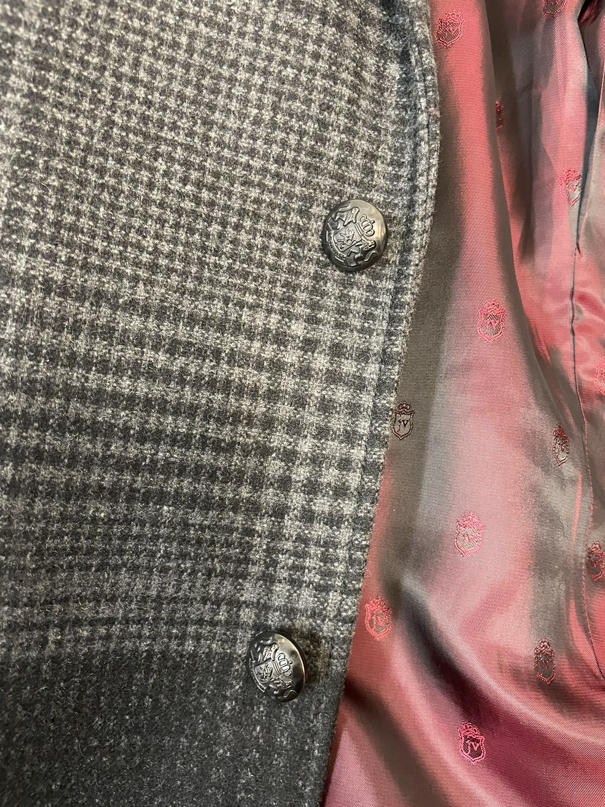 John Varvatos Leather Trim Plaid Felted Wool Jacket Size 40R - 7 Thumbnail