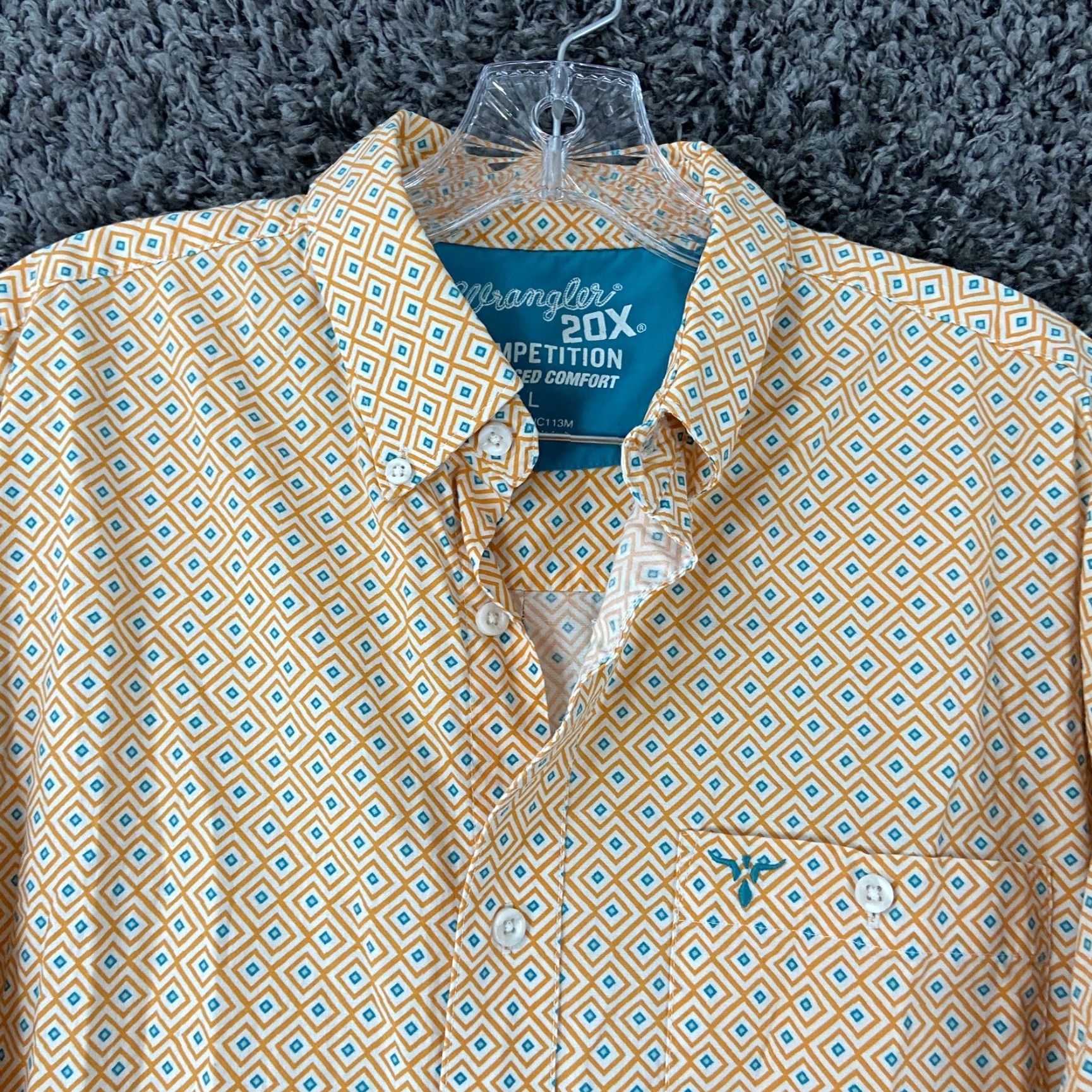 Wrangler VINTAGE Wrangler 20X Competition Advance Comfort Button-Up Shirt Men Long Sleeve L Yellow Men Size US L / EU 52-54 / 3 - 6 Thumbnail