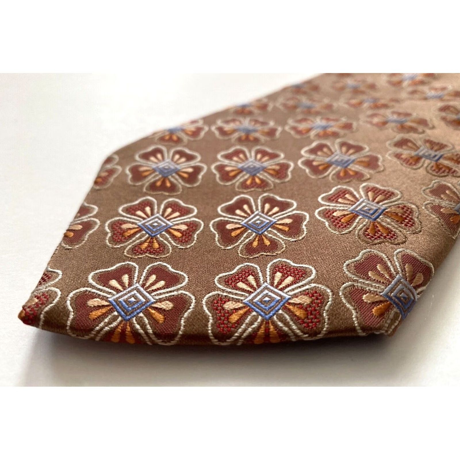 Ermenegildo Zegna VINTAGE Ermenegildo Zegna Silk Tie Floral Men’s Designer Wide 59" Copper Silk Made in Italy Size ONE SIZE - 6 Thumbnail