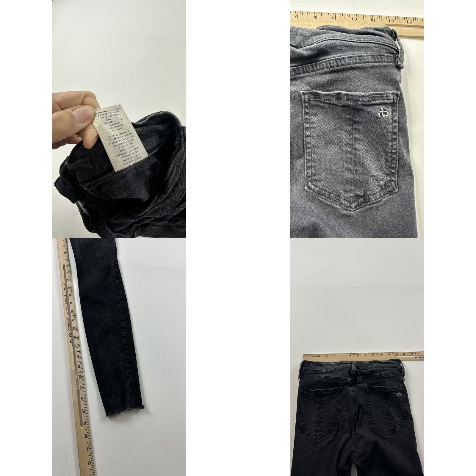Rag & Bone rag & bone Jeans Women 27 Black High Rise Skinny Distressed Button Zip Slim 29in Inseam Size 27" / US 4 / IT 40 - 9 Thumbnail