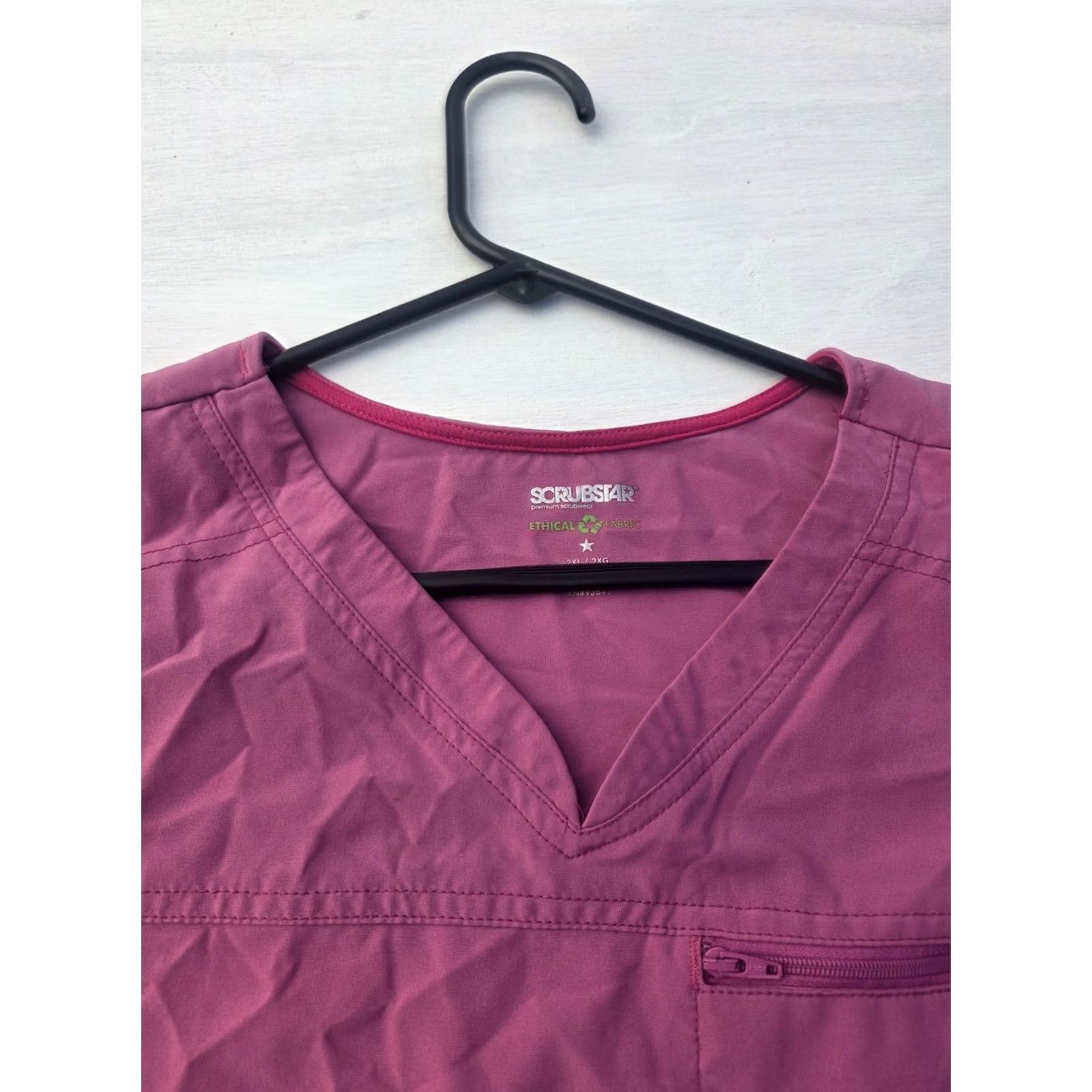 Vintage Scrubstar Scrub Top Womens 2XL Purple V-neck Short Sleeve Medical Nurse Size XXL / US 16-18 / IT 52-54 - 3 Thumbnail