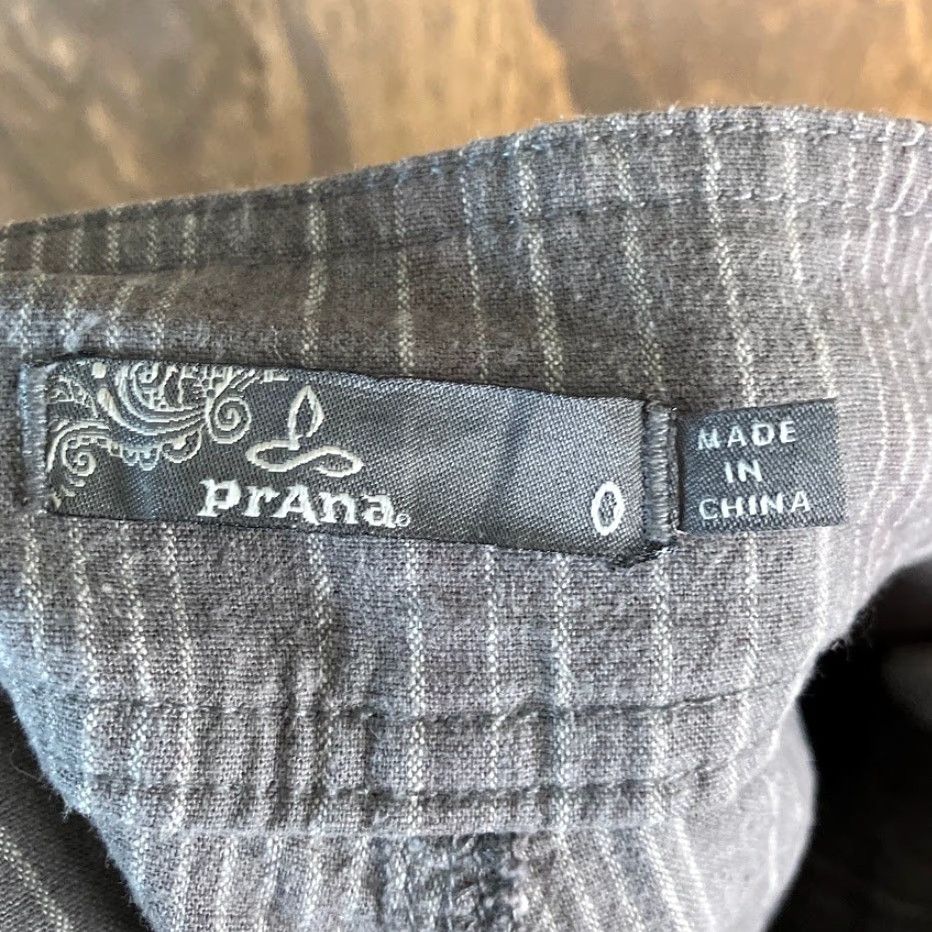 Prana PrAna Womens Pants Gray Pinstripe Drawstring Joggers Crop Linen Blend Stretch 0 Size 25" / US 0 / IT 36 - 4 Thumbnail