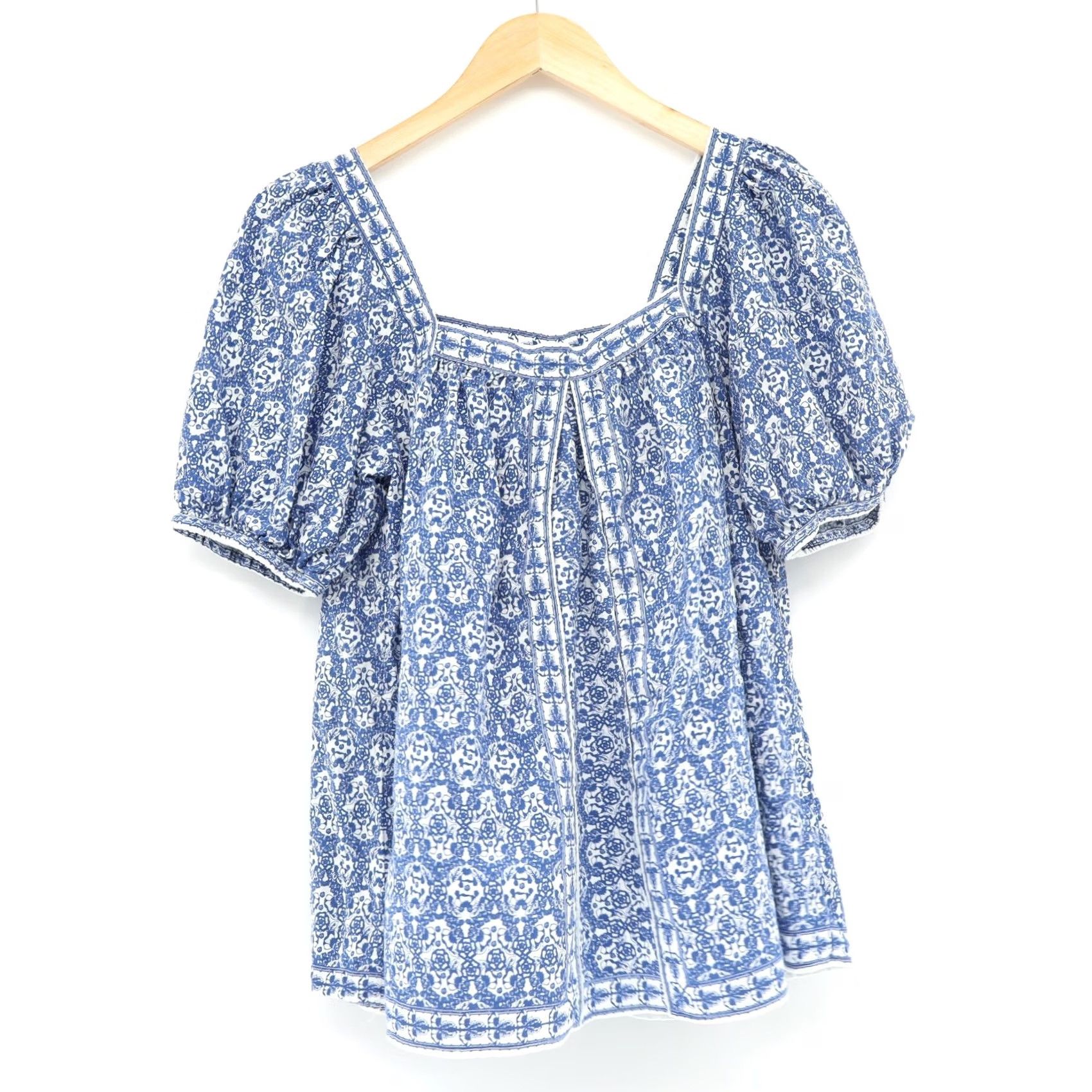 Vintage Max Studio Top Womens M Women Peasant Floral Puff Sleeve Cotton Blend Size M / US 6-8 / IT 42-44 - 2 Thumbnail