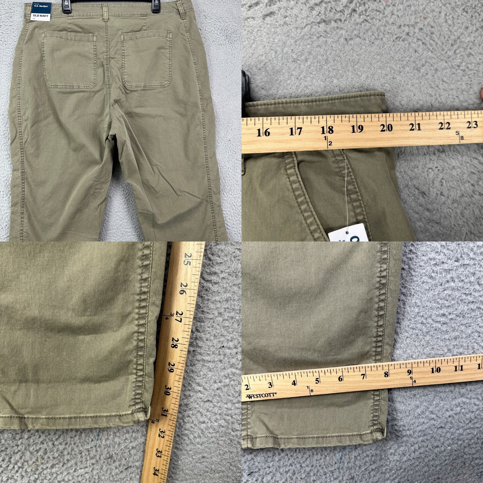 Old Navy VINTAGE Old Navy Women O.G Straight Pants 20 Olive Green Khakis High Rise Flat Front NEW Size 42" / US 20 - 8 Thumbnail